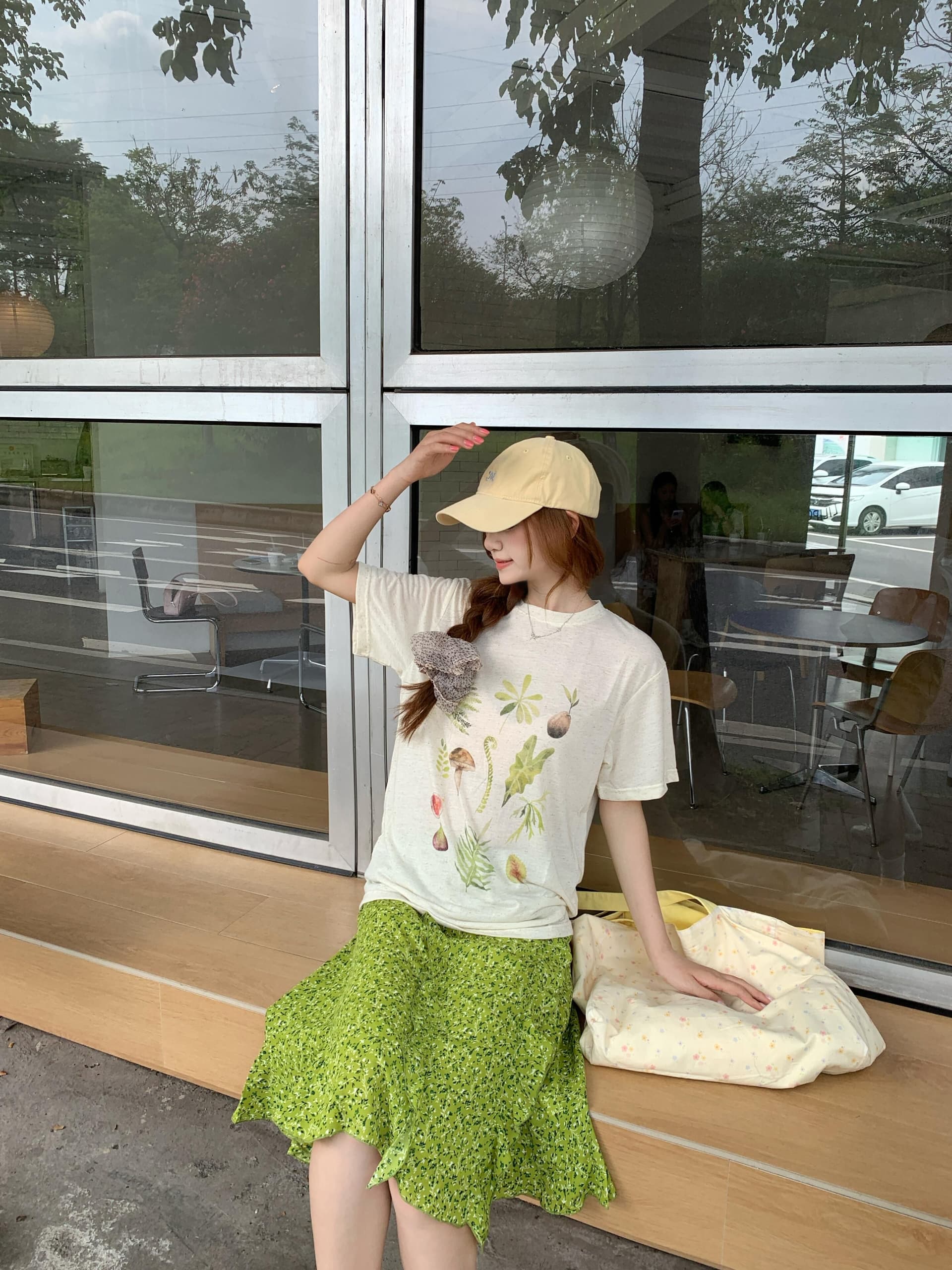 광저우 라이 경기 서울 눈꽃 면 얇은 스타일 마이크로 ~을 통해 시원한 통기성 블라우스 여성용 짧은 소매 티셔츠 프린트 루즈핏 맨위 상세 이미지 3