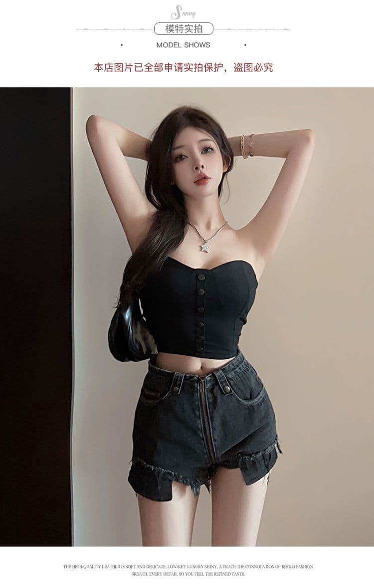 실사 흔들어서 톤 주간 고양이 품질 섹시함 포장 가슴 맨위 여성 보트넥 오프숄더 타이트 디스플레이 가슴 조끼 상세 이미지 7