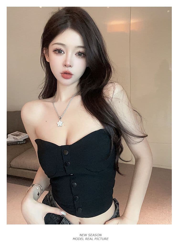 실사 흔들어서 톤 주간 고양이 품질 섹시함 포장 가슴 맨위 여성 보트넥 오프숄더 타이트 디스플레이 가슴 조끼 상세 이미지 14