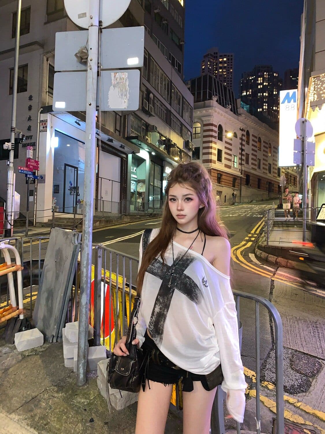 원본 주간 실크 빛 아시아 인 바람 느긋한 십자가 블라우스 여성 여름 순수한 욕망 마이크로 ~을 통해 얇은 스타일 비스듬한 어깨 긴팔 상세 이미지 8