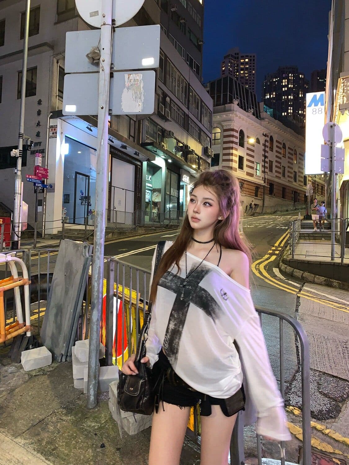 원본 주간 실크 빛 아시아 인 바람 느긋한 십자가 블라우스 여성 여름 순수한 욕망 마이크로 ~을 통해 얇은 스타일 비스듬한 어깨 긴팔 상세 이미지 9