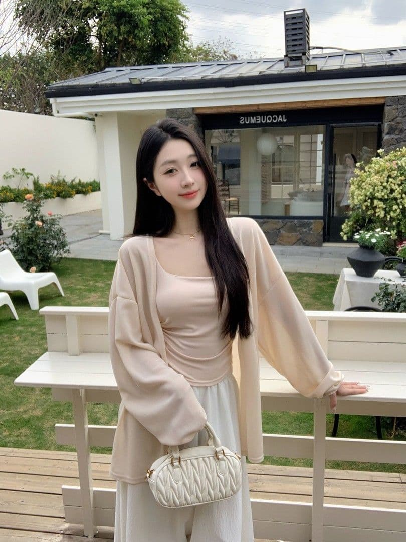 원본 원단 자외선 차단 긴팔 얼음 실크 니트 루즈핏 얇은 다용도 카디건 코트 숄 맨위 상세 이미지 2