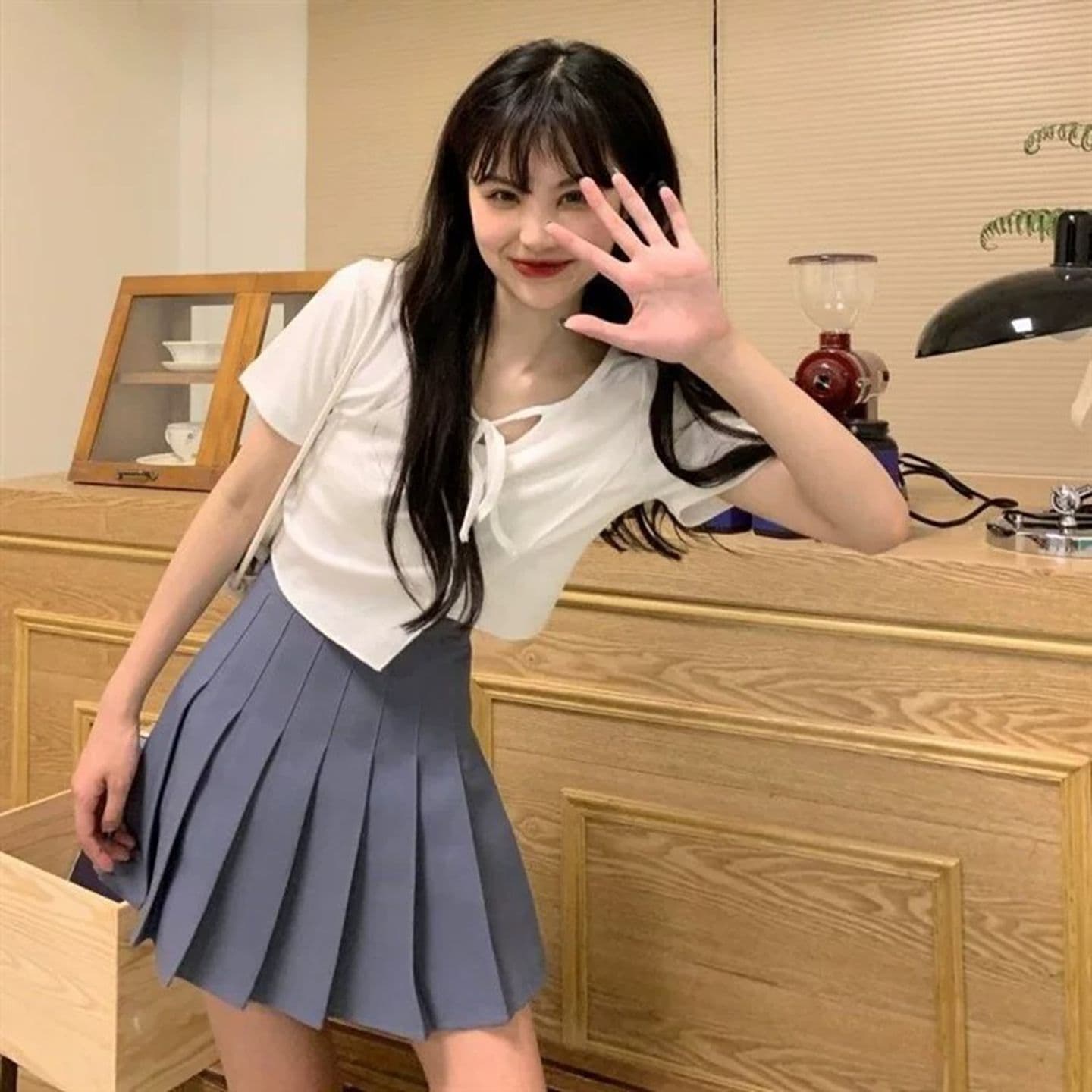 경관 그림 원본 품질 불규칙 티셔츠 디자인 센스 달콤한 핫걸 쇼트 스타일 인사이드 잡아라. 의류 이미지 4