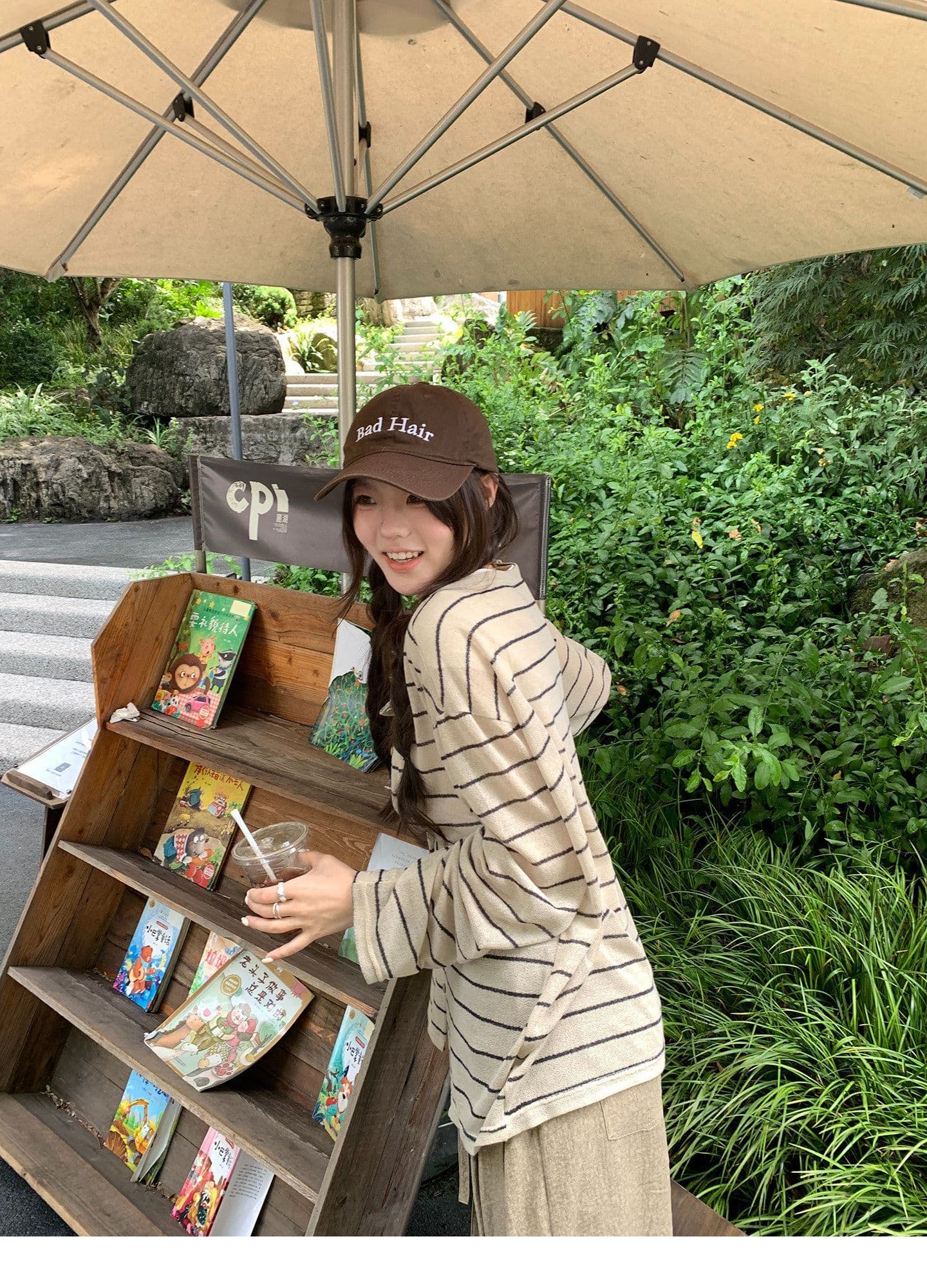 원본 원단 느긋한 바람 스트라이프 오픈 가디건 새로운 캐주얼 편안함 얇은 스타일 니트 여성 코트 상세 이미지 20