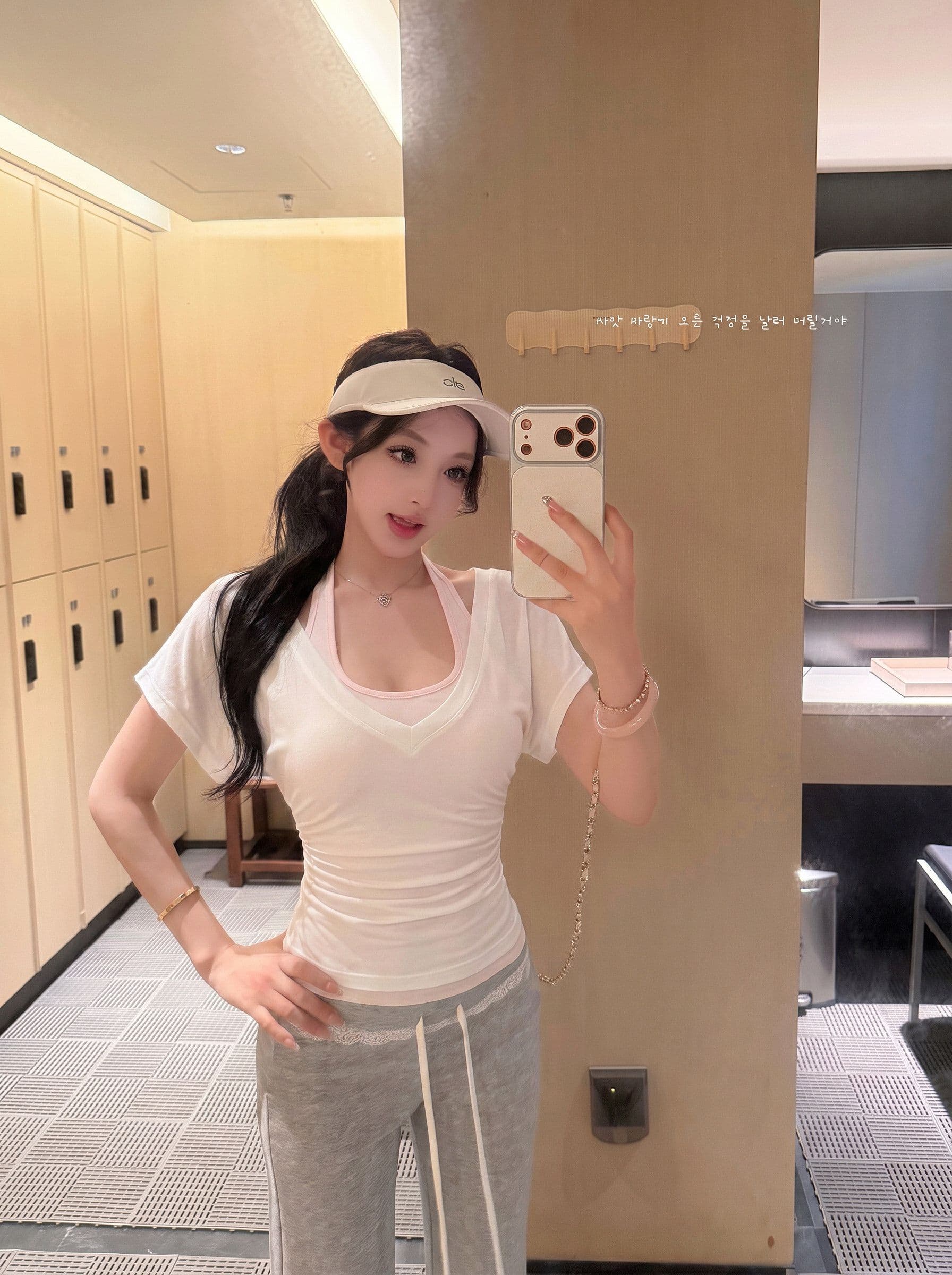 사람들 면 화이트 허리 수축 반팔 블라우스 티셔츠 여성 여름 순수한 욕망 세트 행침 목 조끼 스택 착용 투피스 세트 상세 이미지 4