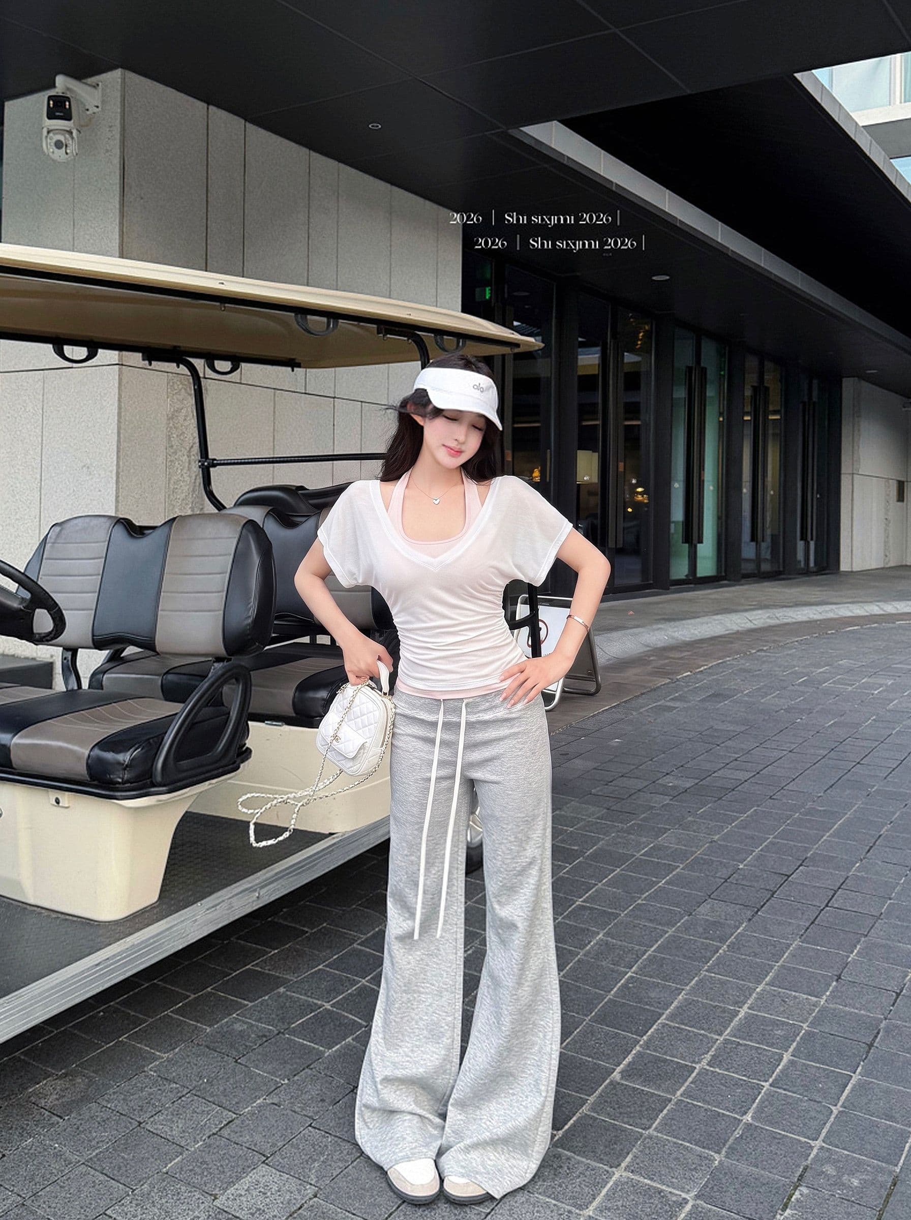 사람들 면 화이트 허리 수축 반팔 블라우스 티셔츠 여성 여름 순수한 욕망 세트 행침 목 조끼 스택 착용 투피스 세트 상세 이미지 9