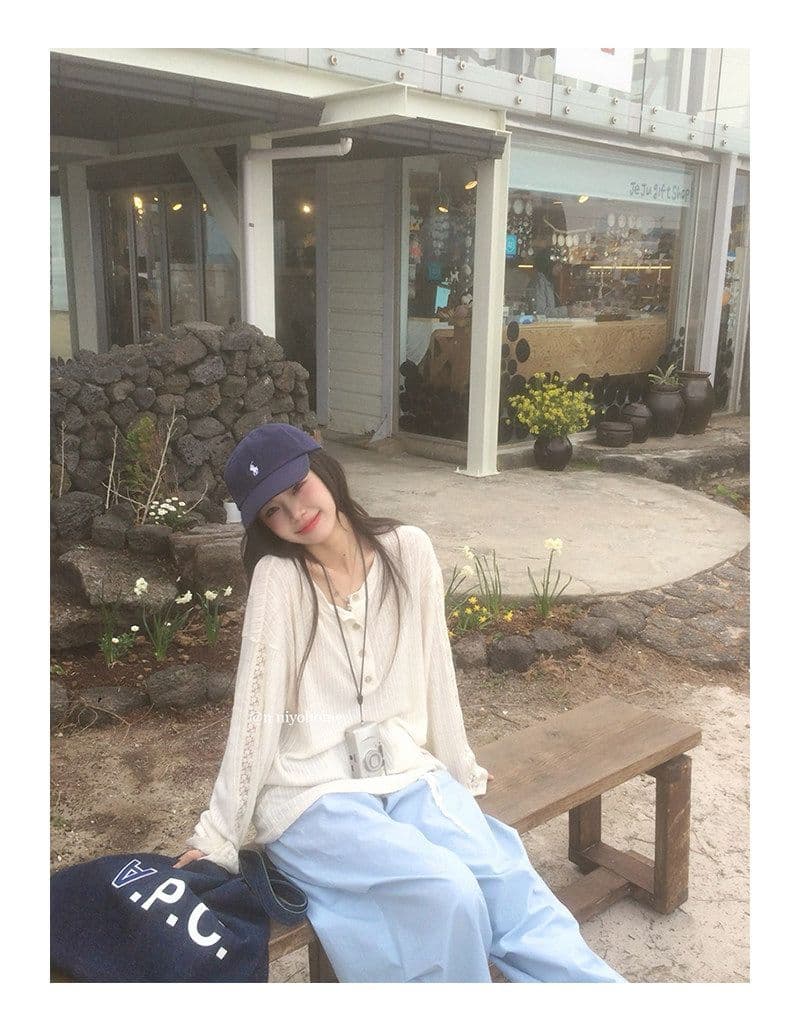 원본 원단 한 부서 화이트 반 개방 칼라 자외선 차단 블라우스 티셔츠 여성 여름 로드 중 느긋한 바람 얇고 가벼운 긴팔 맨위 상세 이미지 13