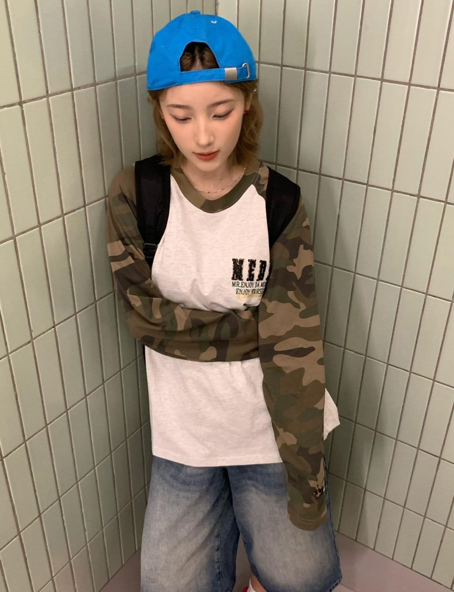 자수 패치 네리 가게 천 19 지점 220 그램 순면 긴팔 티셔츠 여성 이미지 4