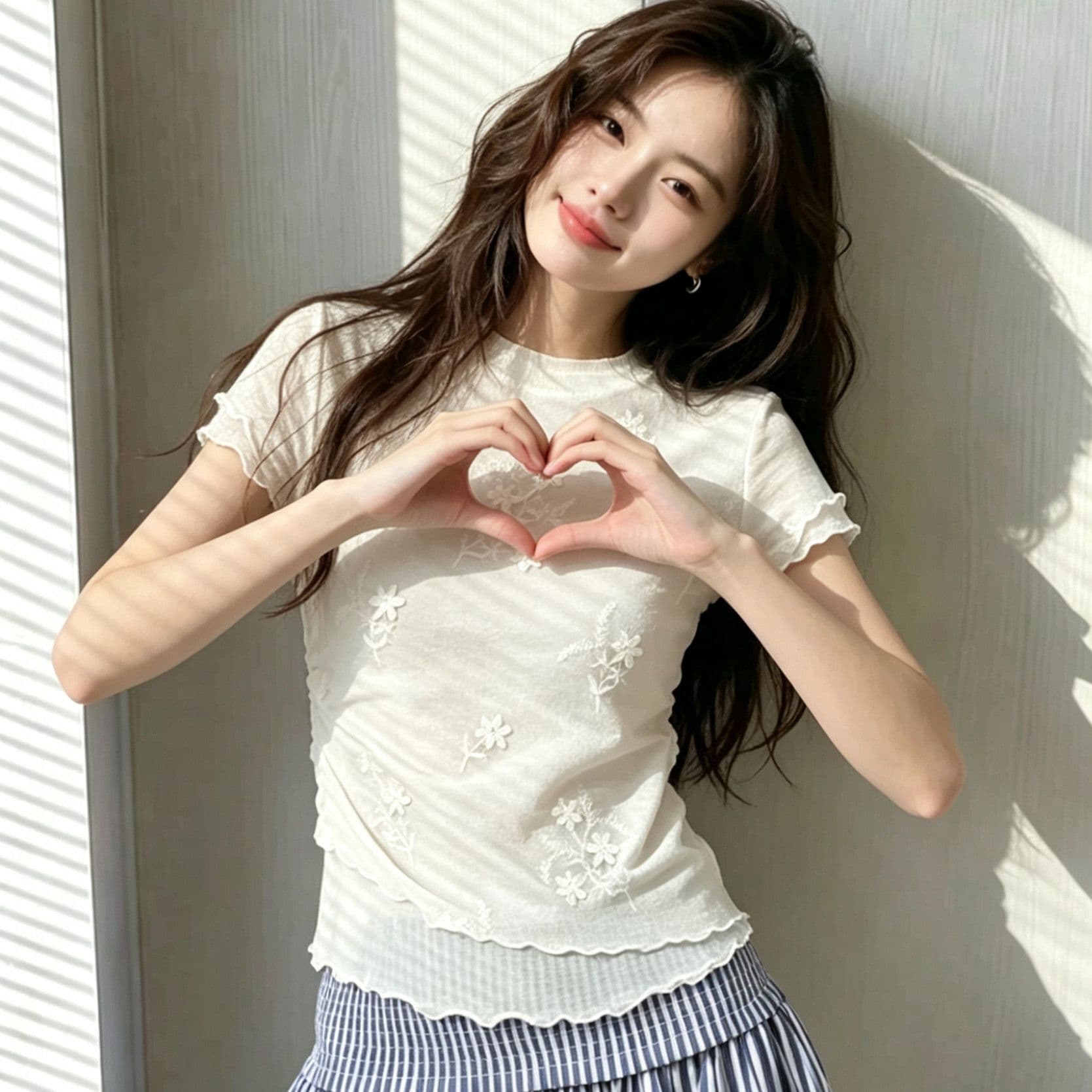 한 부서 부드러운 살구 색상 3 차원 꽃 긍정적 인 어깨 반팔 티셔츠 여성 Tulle 목이버섯 레이스 쇼트 스타일 맨위 이미지 3