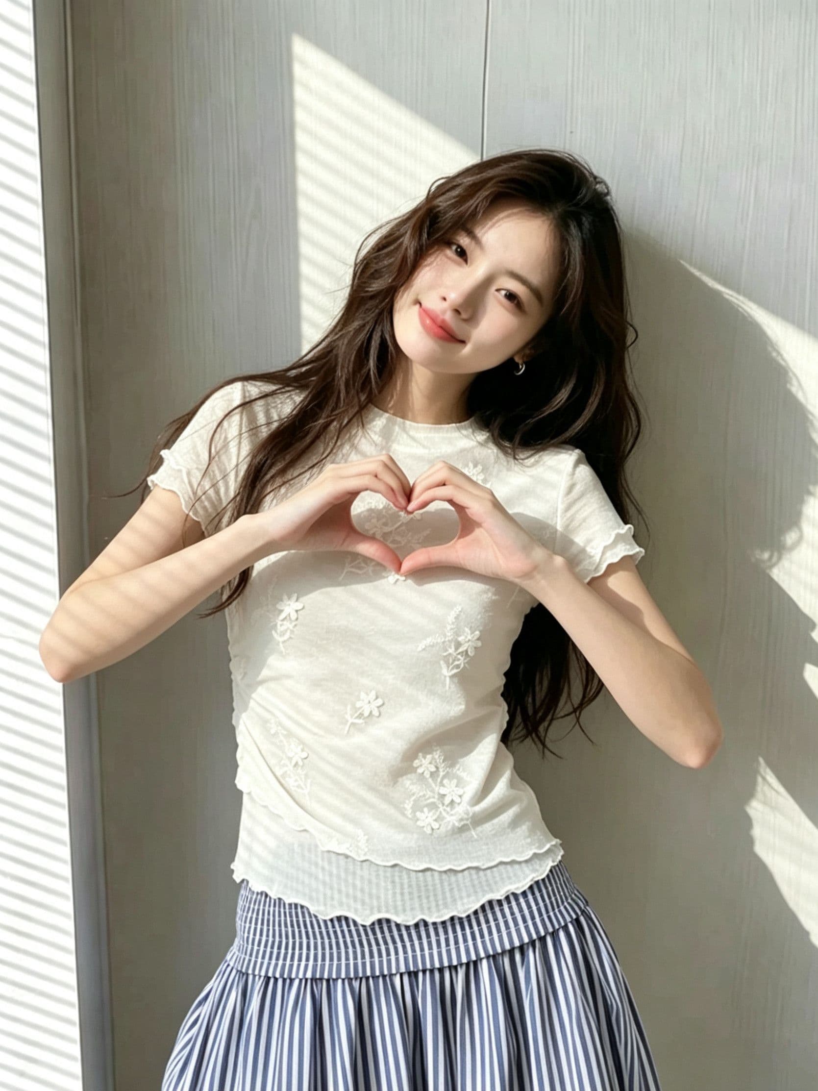 한 부서 부드러운 살구 색상 3 차원 꽃 긍정적 인 어깨 반팔 티셔츠 여성 Tulle 목이버섯 레이스 쇼트 스타일 맨위 상세 이미지 3