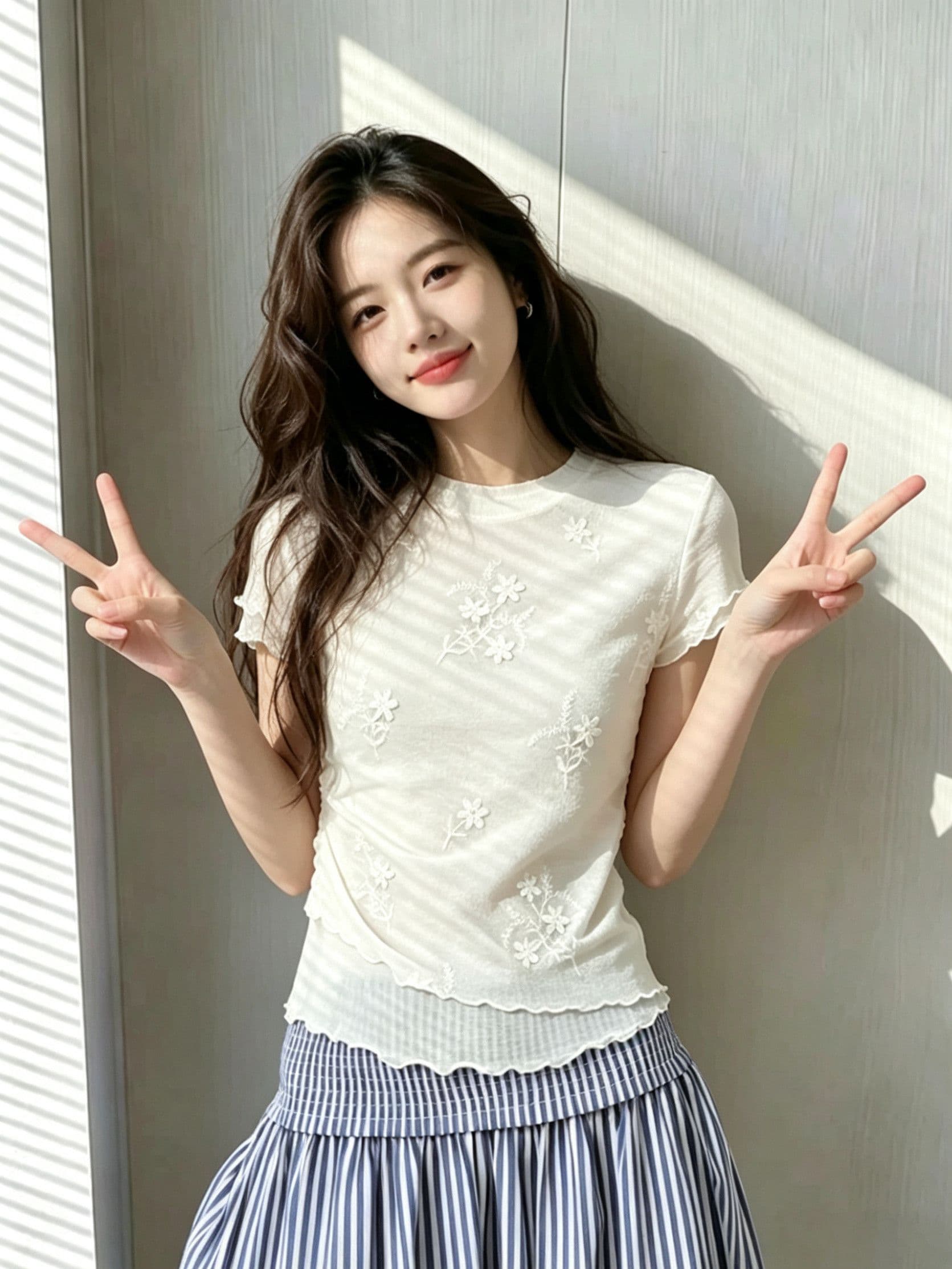 한 부서 부드러운 살구 색상 3 차원 꽃 긍정적 인 어깨 반팔 티셔츠 여성 Tulle 목이버섯 레이스 쇼트 스타일 맨위 상세 이미지 4