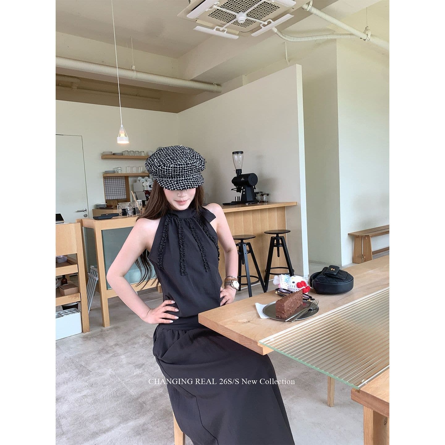 높은 품질 품질 세트 회색 품격 민소매 조끼 루즈핏 맨위 여성 여름 펌프 로프 한 마디 반신 스커트 투피스 세트 이미지 5