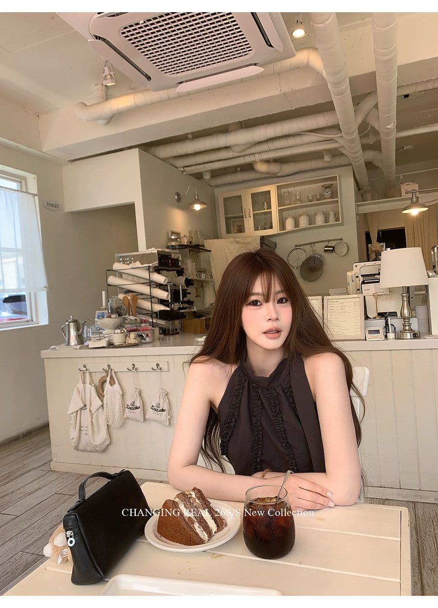 높은 품질 품질 세트 회색 품격 민소매 조끼 루즈핏 맨위 여성 여름 펌프 로프 한 마디 반신 스커트 투피스 세트 상세 이미지 5