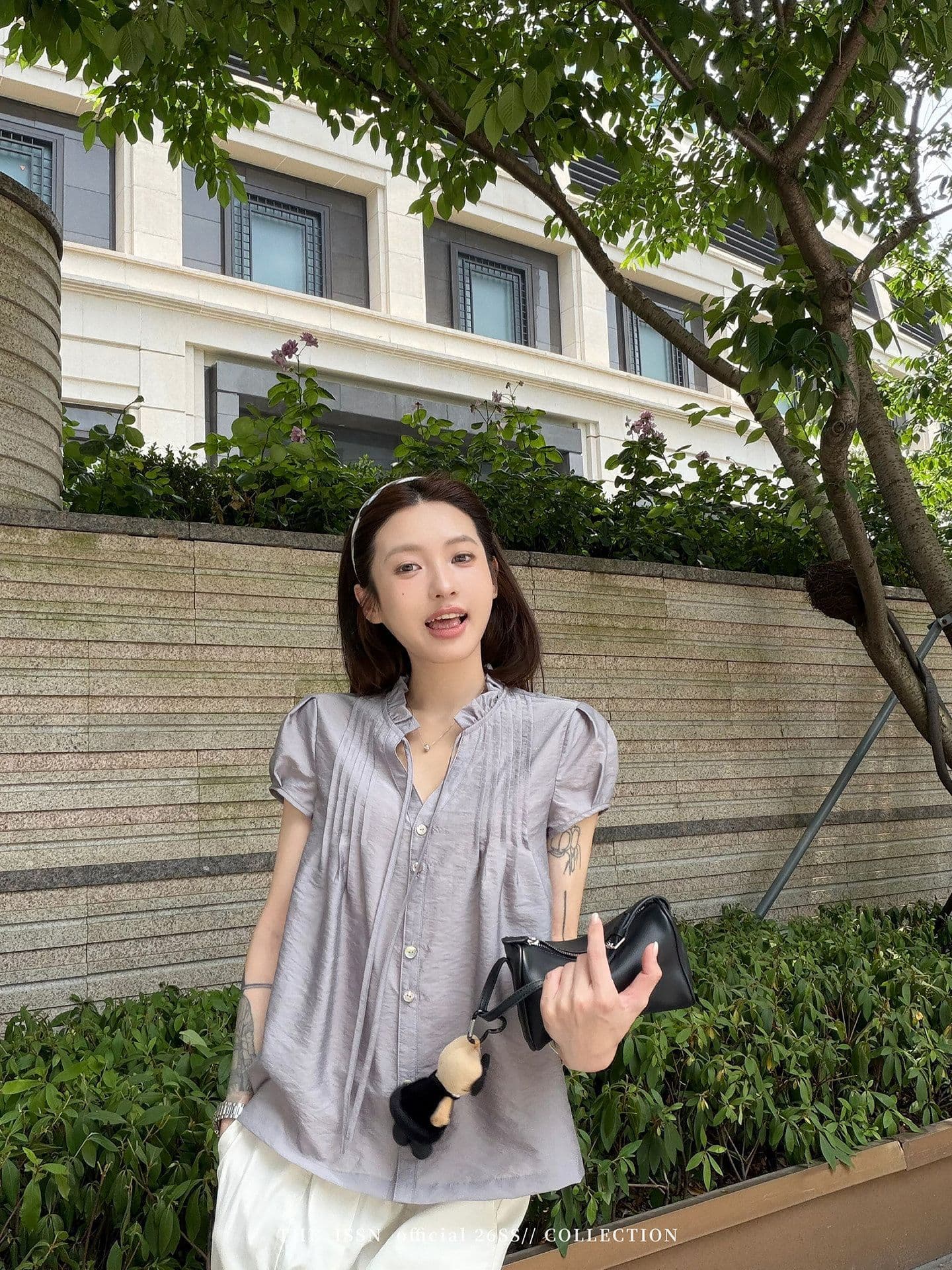 원본 원단 프릴 거품 소매 셔츠 여름 프랑스식 고급 센스 품격 루즈핏 슬림해 보이는 다용도 작은 셔츠 상세 이미지 5