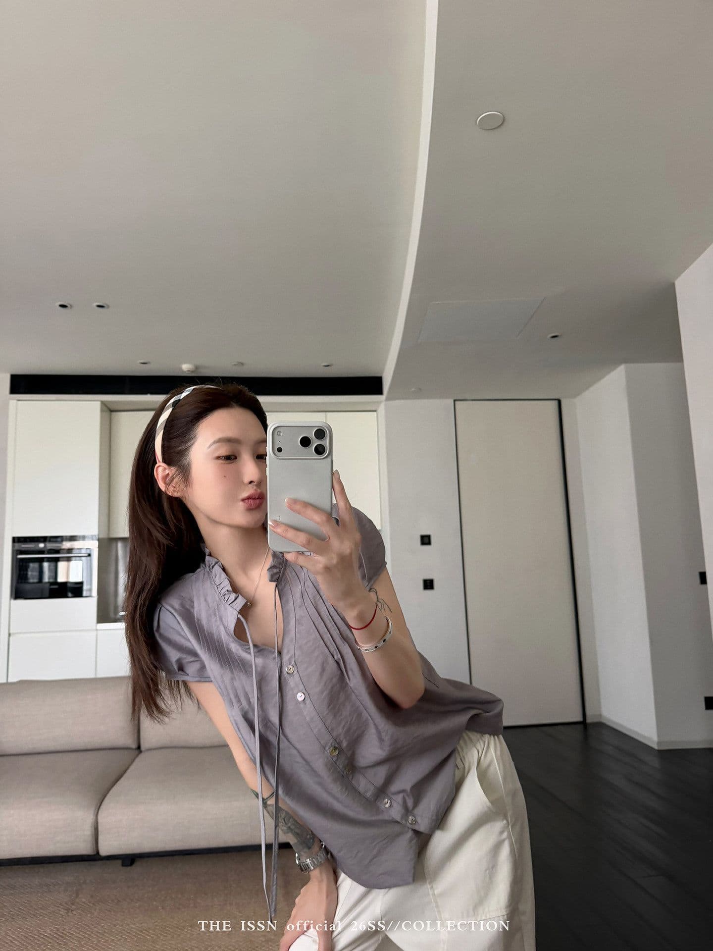 원본 원단 프릴 거품 소매 셔츠 여름 프랑스식 고급 센스 품격 루즈핏 슬림해 보이는 다용도 작은 셔츠 상세 이미지 17