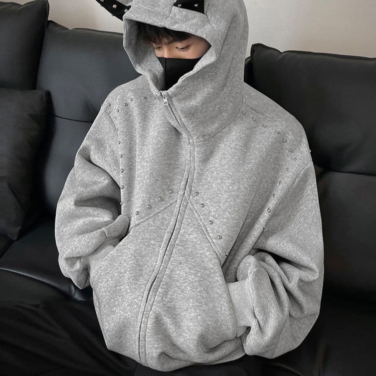 모방 후아 면 원단 후드 티 스웨터 여성 폭발 재킷 루즈핏 다용도 연령 감소 지퍼 트렌디 가을 캐주얼 상세 이미지 1