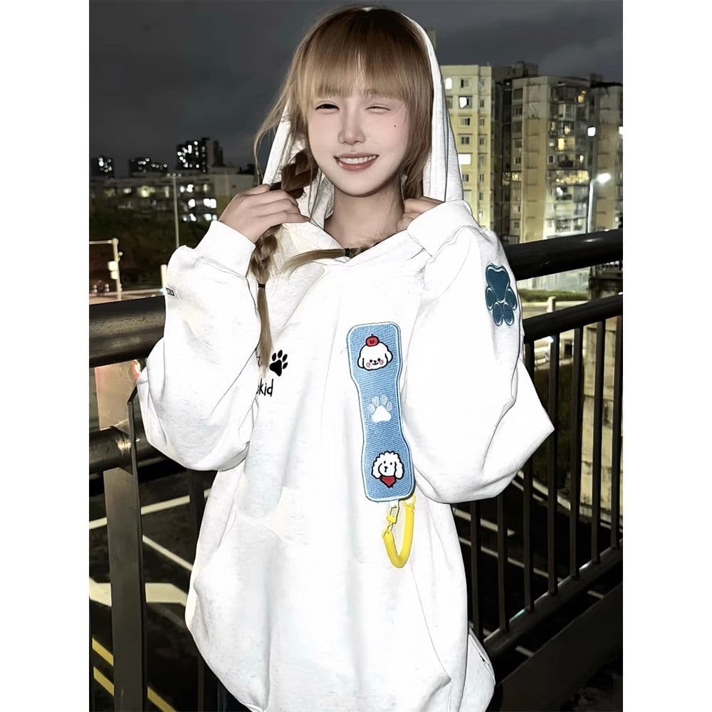 얇은 스타일 털이 있는 원본 부형제 이후 패키지 칼라 순수한 Mianhua 면 복합 후드티 여성 이미지 3