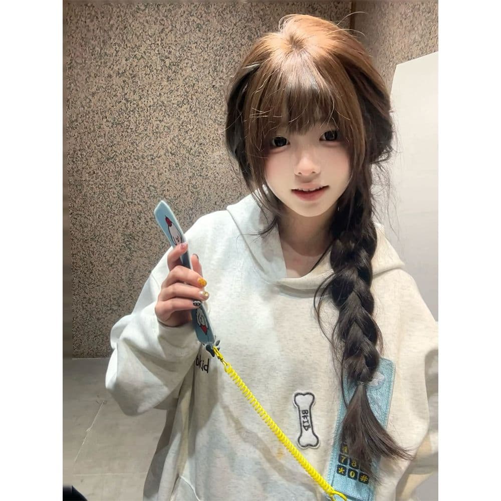 얇은 스타일 털이 있는 원본 부형제 이후 패키지 칼라 순수한 Mianhua 면 복합 후드티 여성 상세 이미지 3