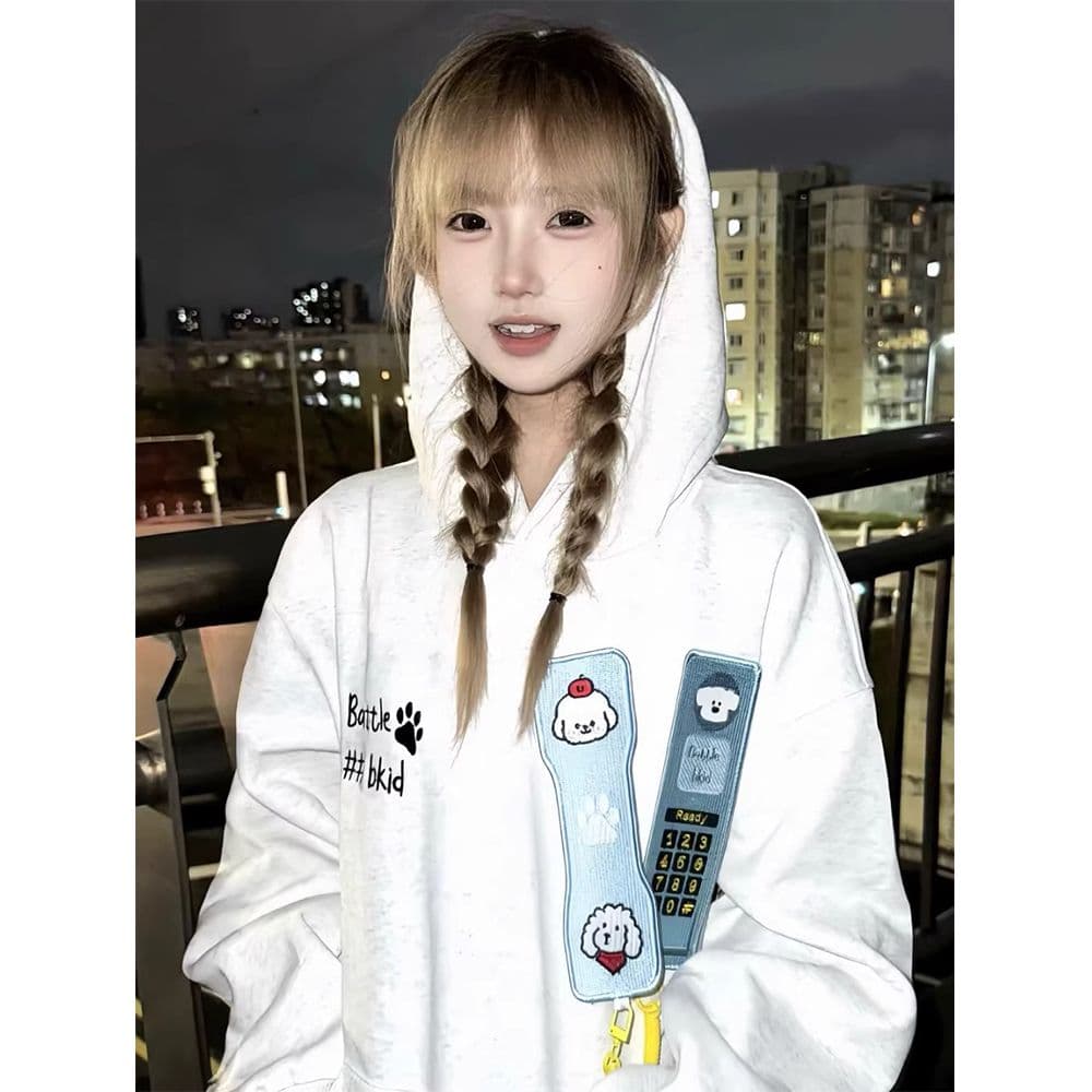 얇은 스타일 털이 있는 원본 부형제 이후 패키지 칼라 순수한 Mianhua 면 복합 후드티 여성 상세 이미지 5