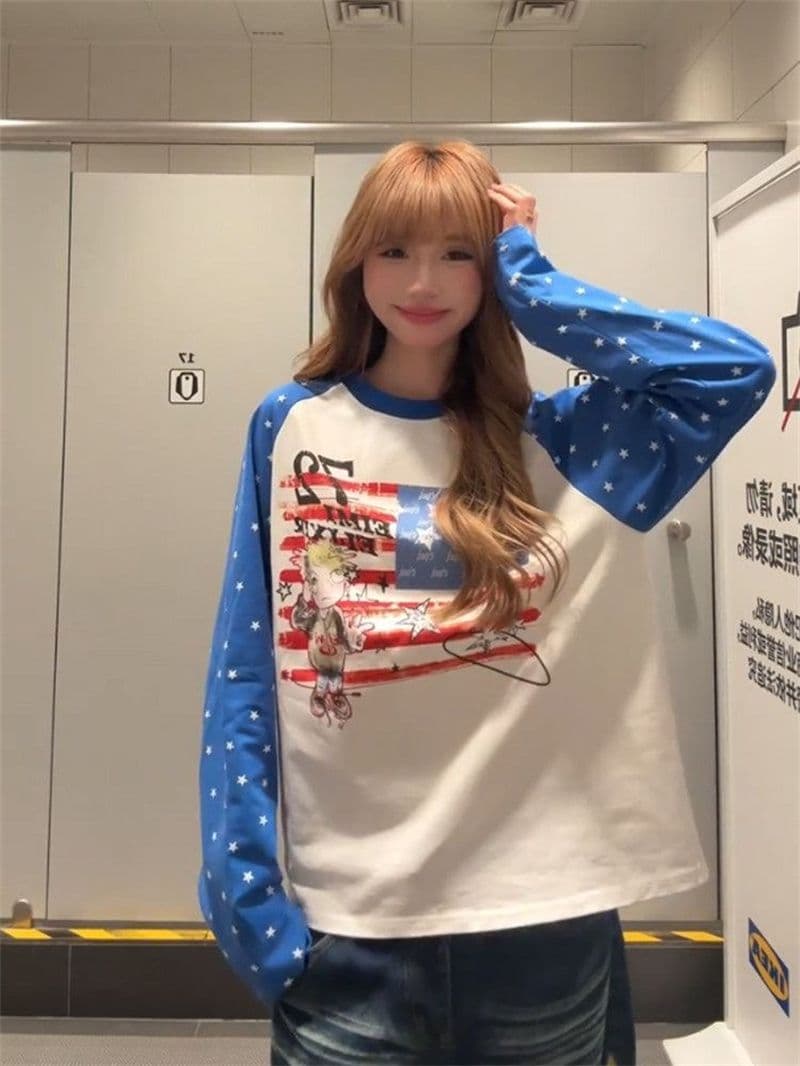 19 지점 220 그램 순면 긴팔 티셔츠 여성 이미지 2