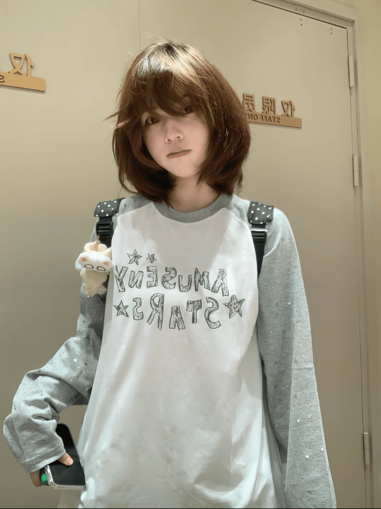 220 그램 순면 뜨거운 은 프린트 이후 패키지 칼라 전체 뜨거운 삽입 어깨 패치워크 긴팔 티셔츠 생방송 품질