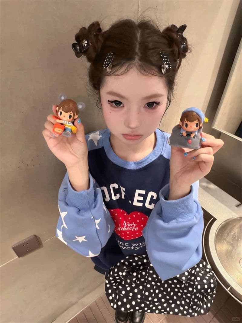 광저우 순수한 Mianhua 면 복합 얇은 스타일 한국 스타일 새로운 프린트 가을 의상 긴팔 티셔츠 여성 루즈핏 맨위 여성 상세 이미지 4