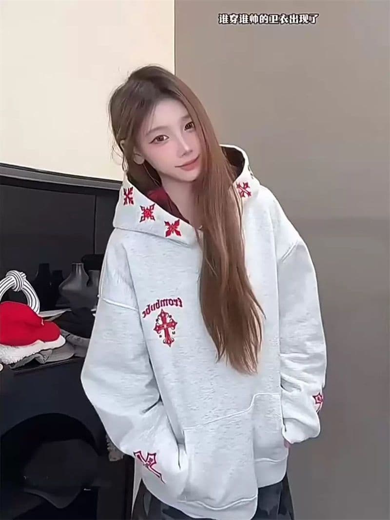 광저우 순수한 Mianhua 면 복합 얇은 스타일 털이 있는 한국 스타일 새로운 긴팔 티셔츠 여성 루즈핏 맨위 여성