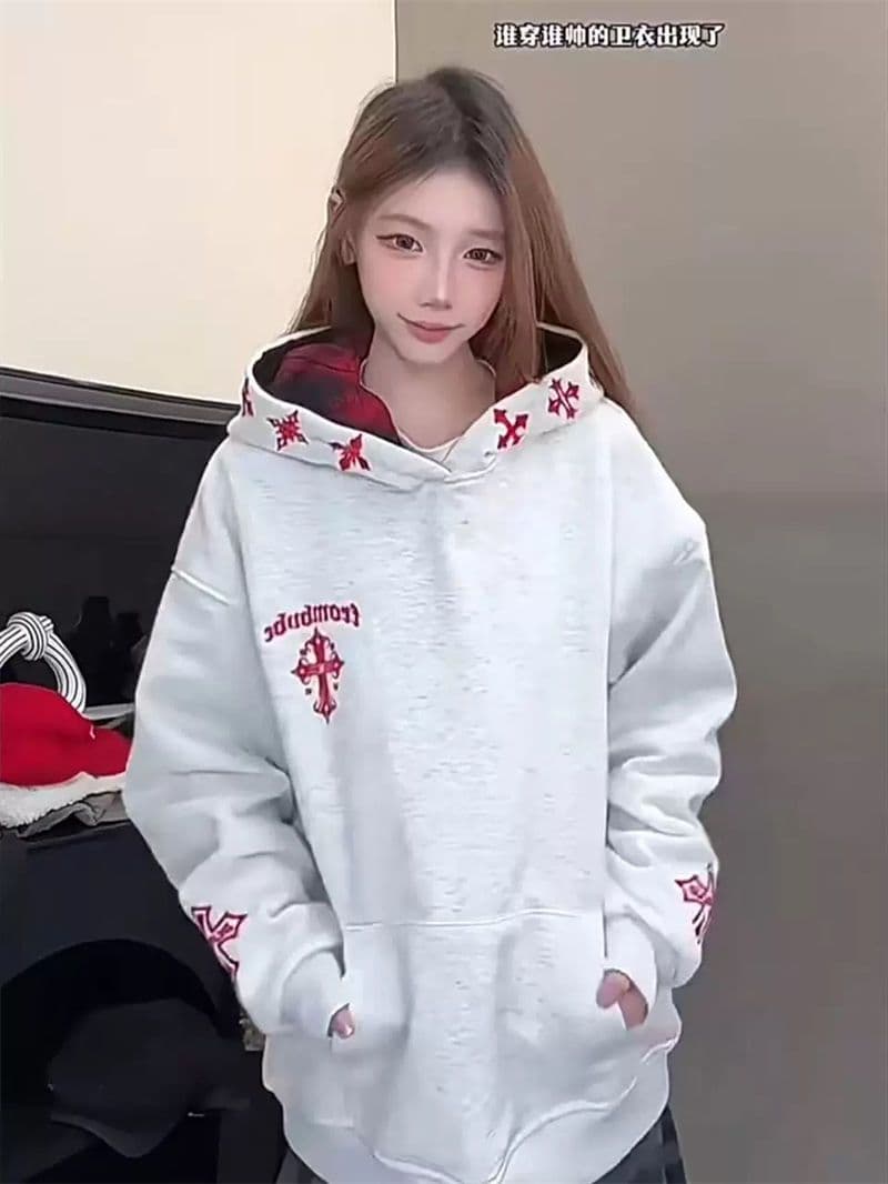 광저우 순수한 Mianhua 면 복합 얇은 스타일 털이 있는 한국 스타일 새로운 긴팔 티셔츠 여성 루즈핏 맨위 여성 이미지 4