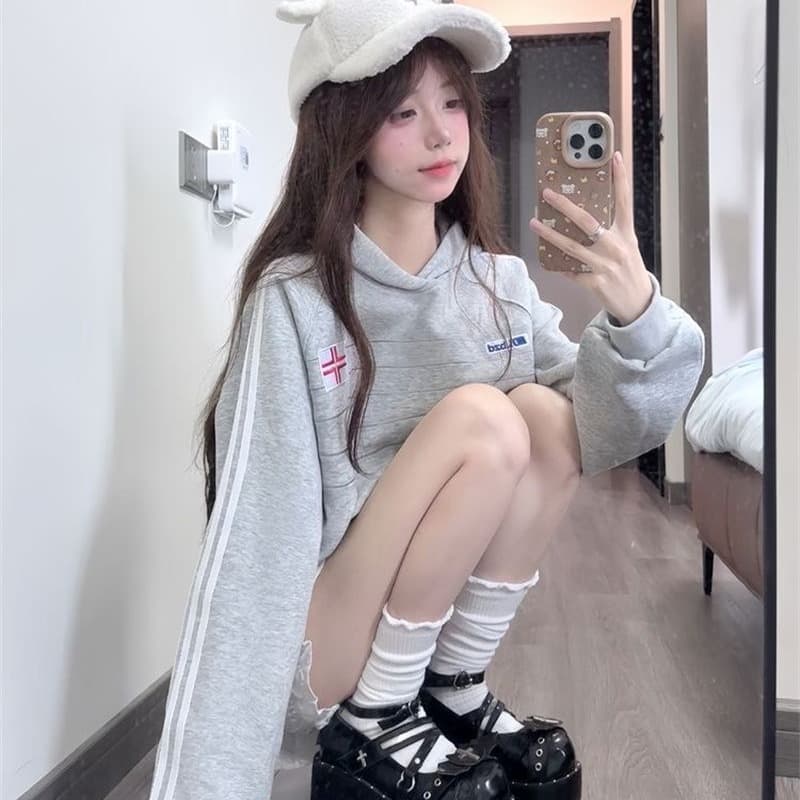 좋은 품질 원본 솜씨 접은 자국 자수 표준 프린트 순수한 Mianhua 면 후드 티 스웨터 여성 이미지 5