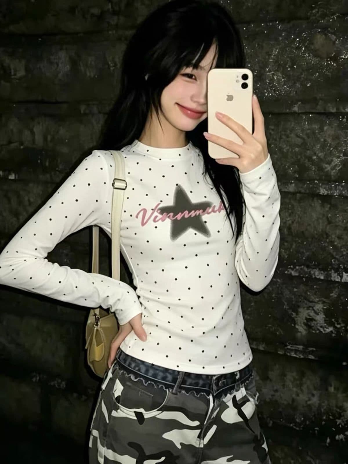 프린트 40 220 그램 92 면 8 암모니아 Lun 긴팔 티셔츠 여성 상세 이미지 4