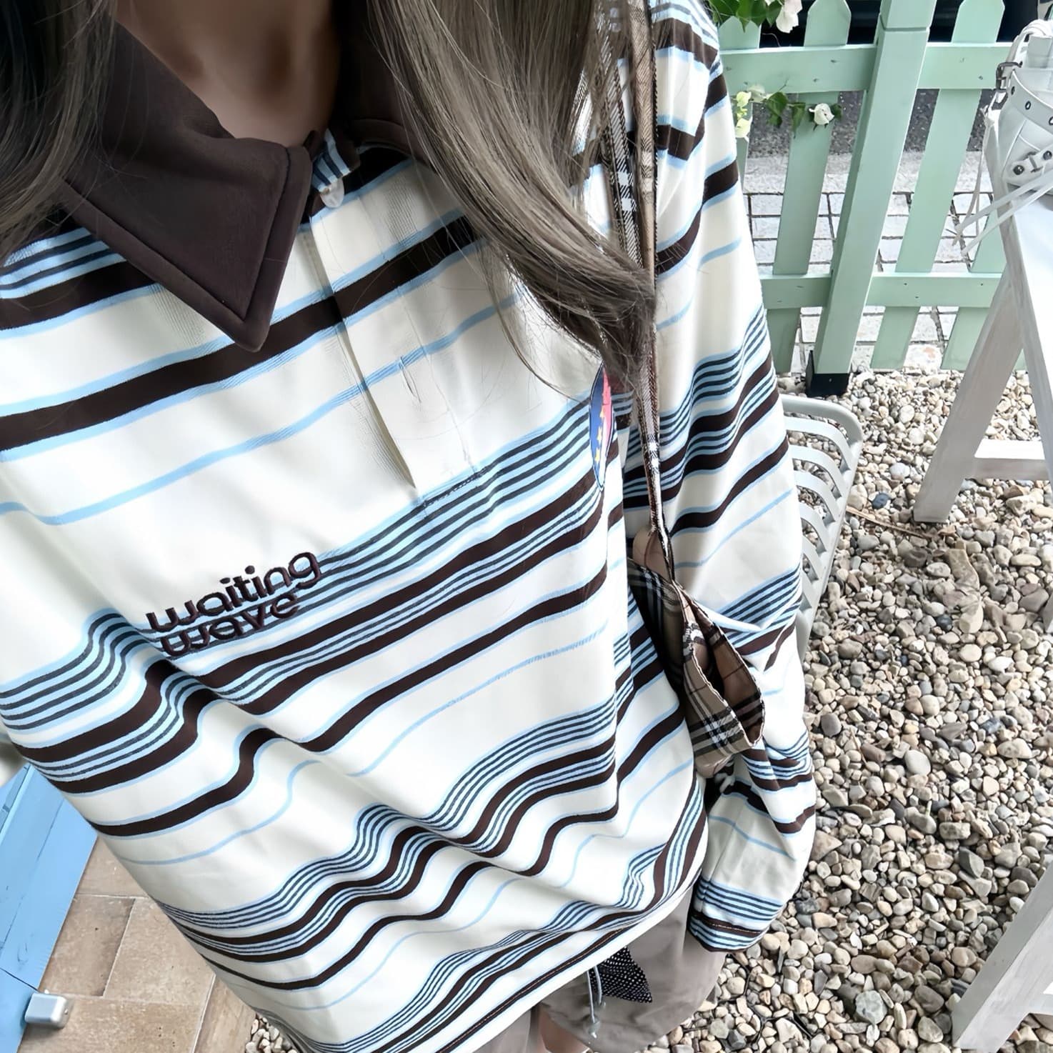 자수 19 지점 220 그램 순면 긴팔 티셔츠 여성 이미지 5
