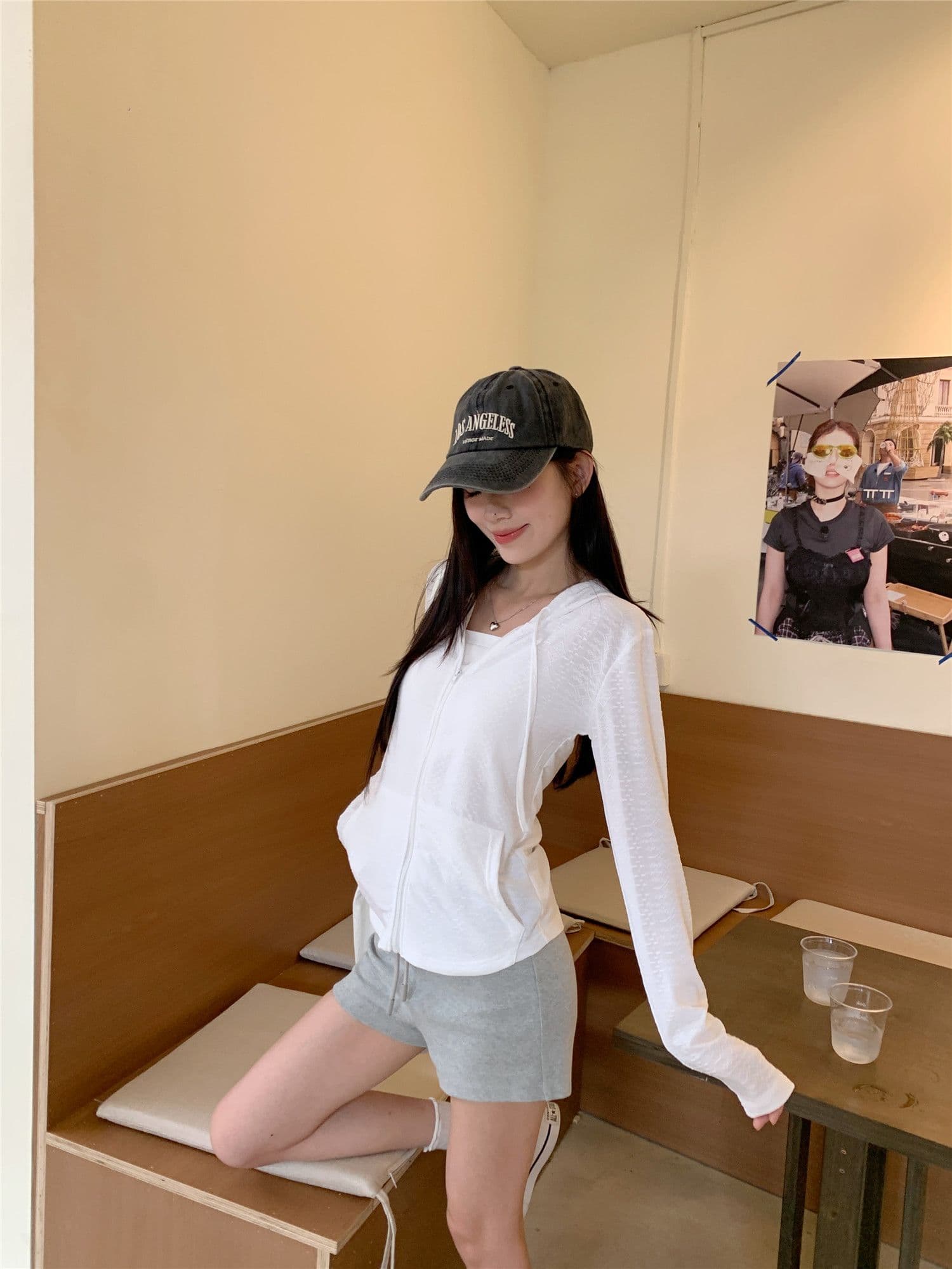 160 그램 눈꽃 면 한 부서 운동 바람 후드 긴팔 여성 코트 가을 몸매 가꾸기 슬림해 보이는 달콤한 매운맛 바람 지퍼 오픈 가디건 상세 이미지 21