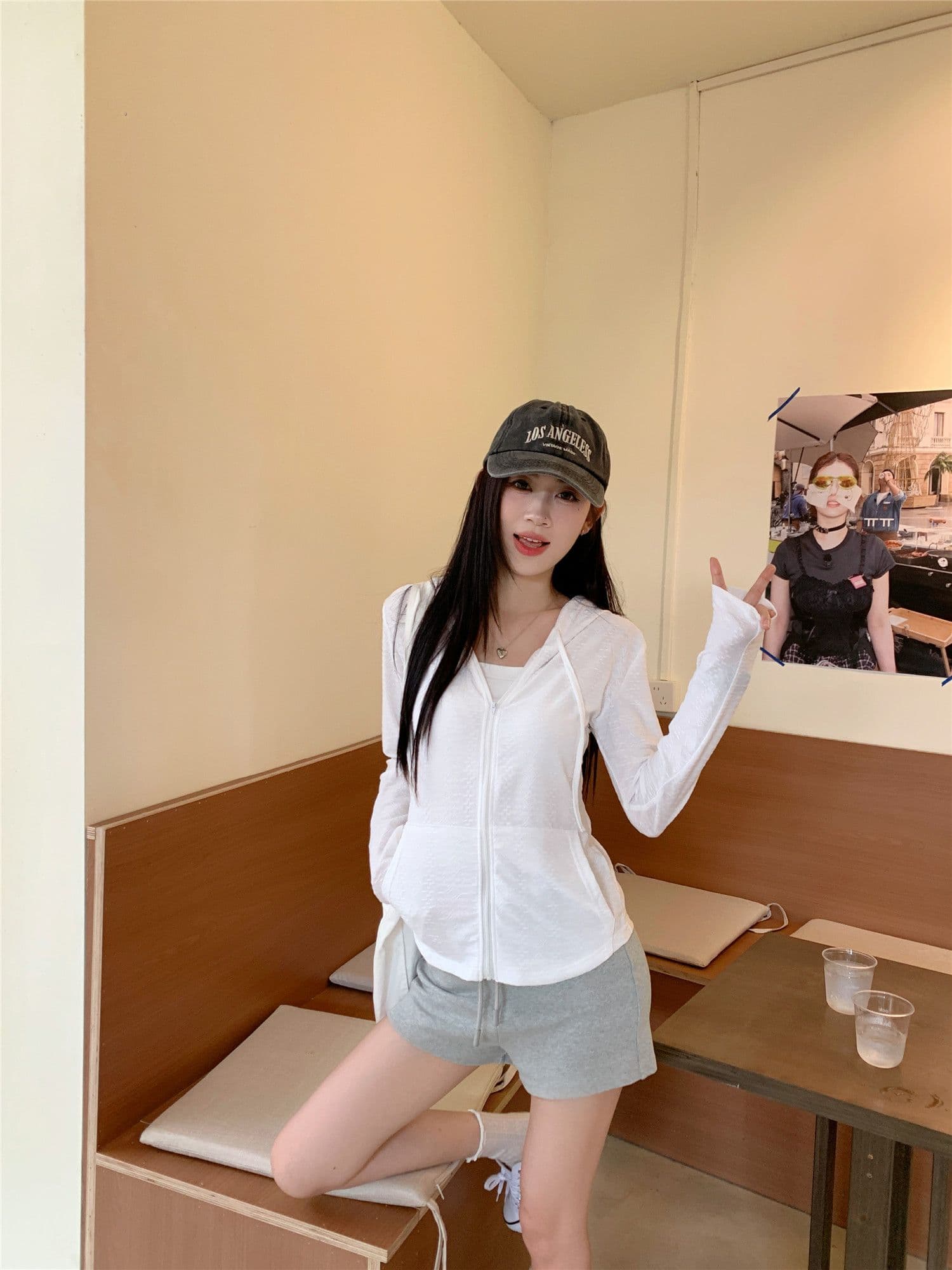 160 그램 눈꽃 면 한 부서 운동 바람 후드 긴팔 여성 코트 가을 몸매 가꾸기 슬림해 보이는 달콤한 매운맛 바람 지퍼 오픈 가디건 상세 이미지 22