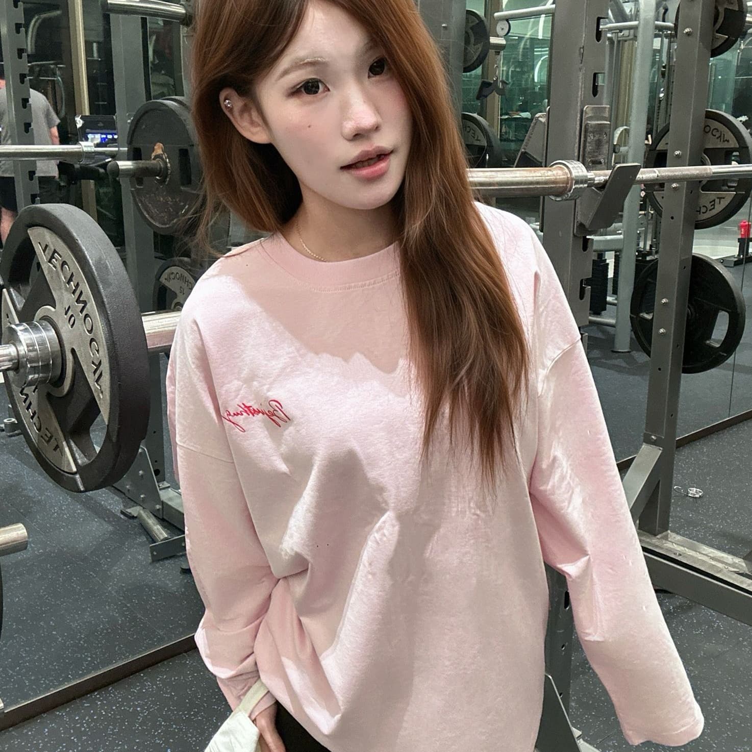 포밍 압력 라인 19 지점 220 그램 순면 긴팔 티셔츠 여성 이미지 5
