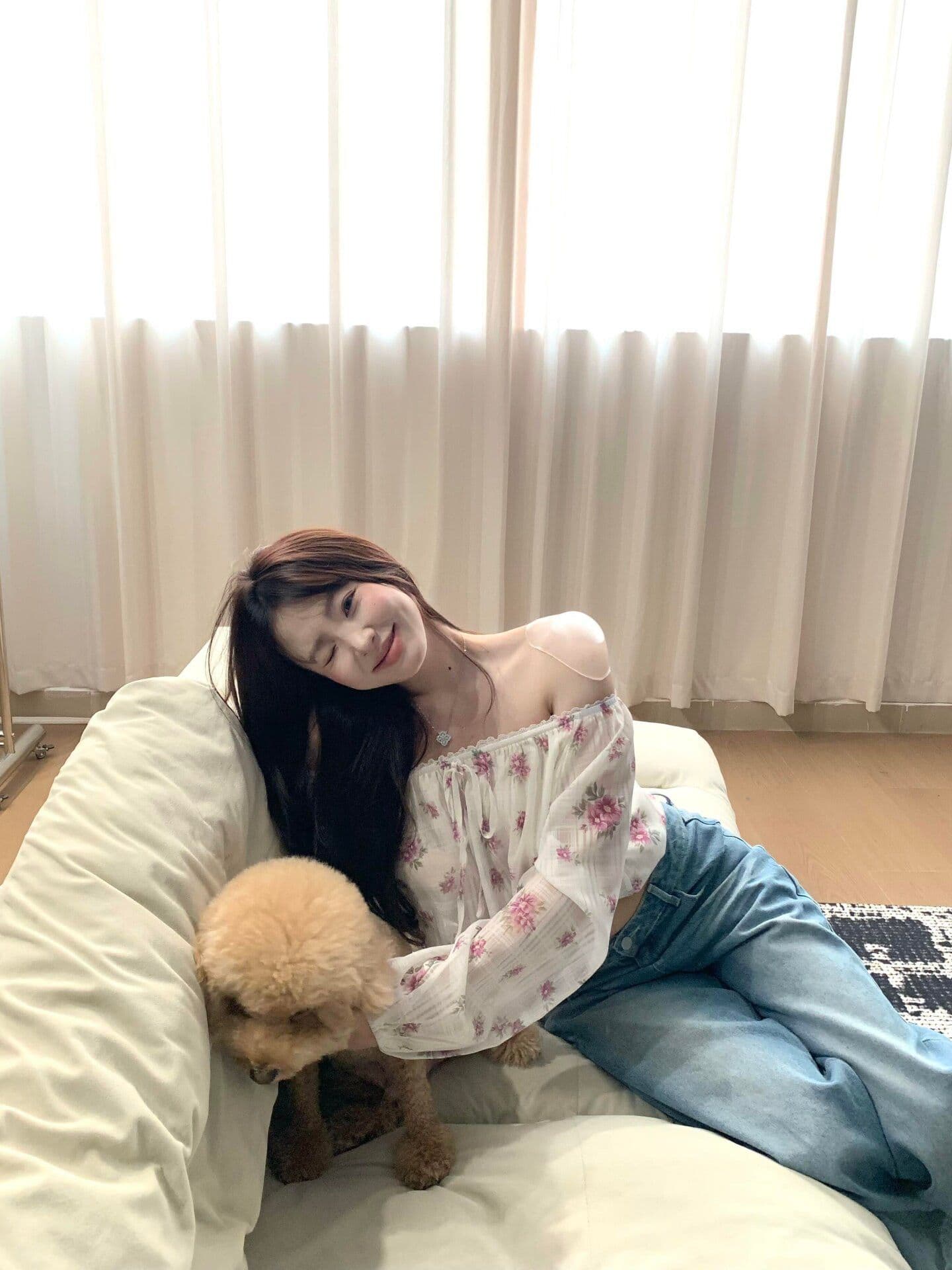 현대 그리드 프린트 낭만주의 바람 펌프 로프 오프숄더 꽃무늬 긴팔 맨위 여성 여름 오프숄더 쇼트 스타일 맨위 상세 이미지 6