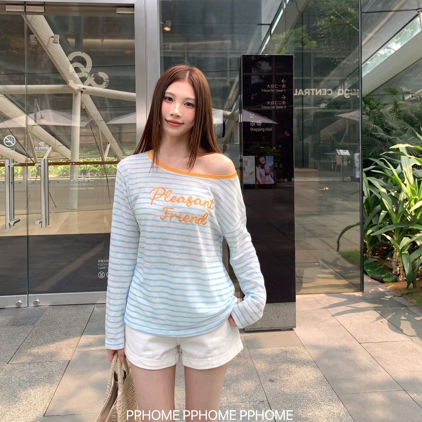 라이 경기 서울 컬러 짜임 기사 느긋한 스타일 한 부서 스트라이프 알파벳 긴팔 티셔츠 여성 가을 루즈핏 다용도 슬림해 보이는 맨위 이미지 5