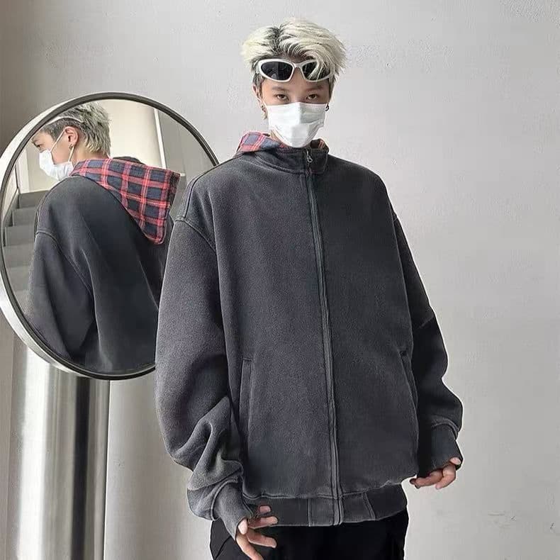순수한 Mianhua 면 복합 우유 실크 얇은 스타일 재킷 루즈핏 학원 스타일 가을과 겨울 오픈 가디건 후드 상세 이미지 4
