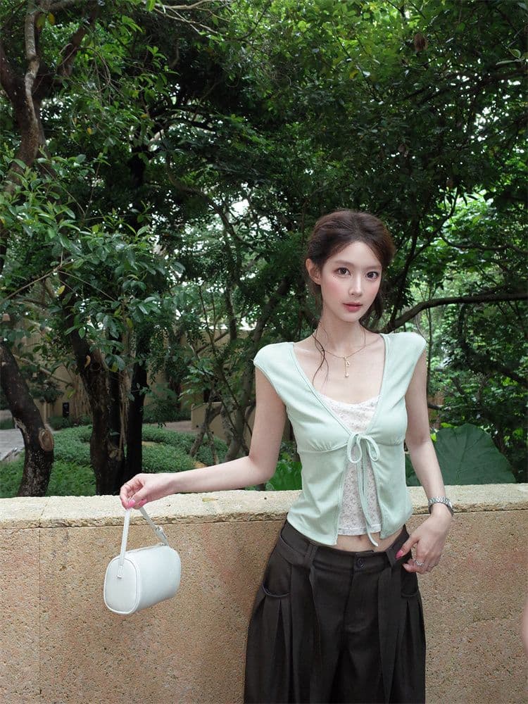 260 그램 모달 패치워크 페이크 레이어드 꽃무늬 티셔츠 여성 여름 새로운 한 부서 연령 감소 몸매 가꾸기 슬림해 보이는 쇼트 스타일 맨위 상세 이미지 6
