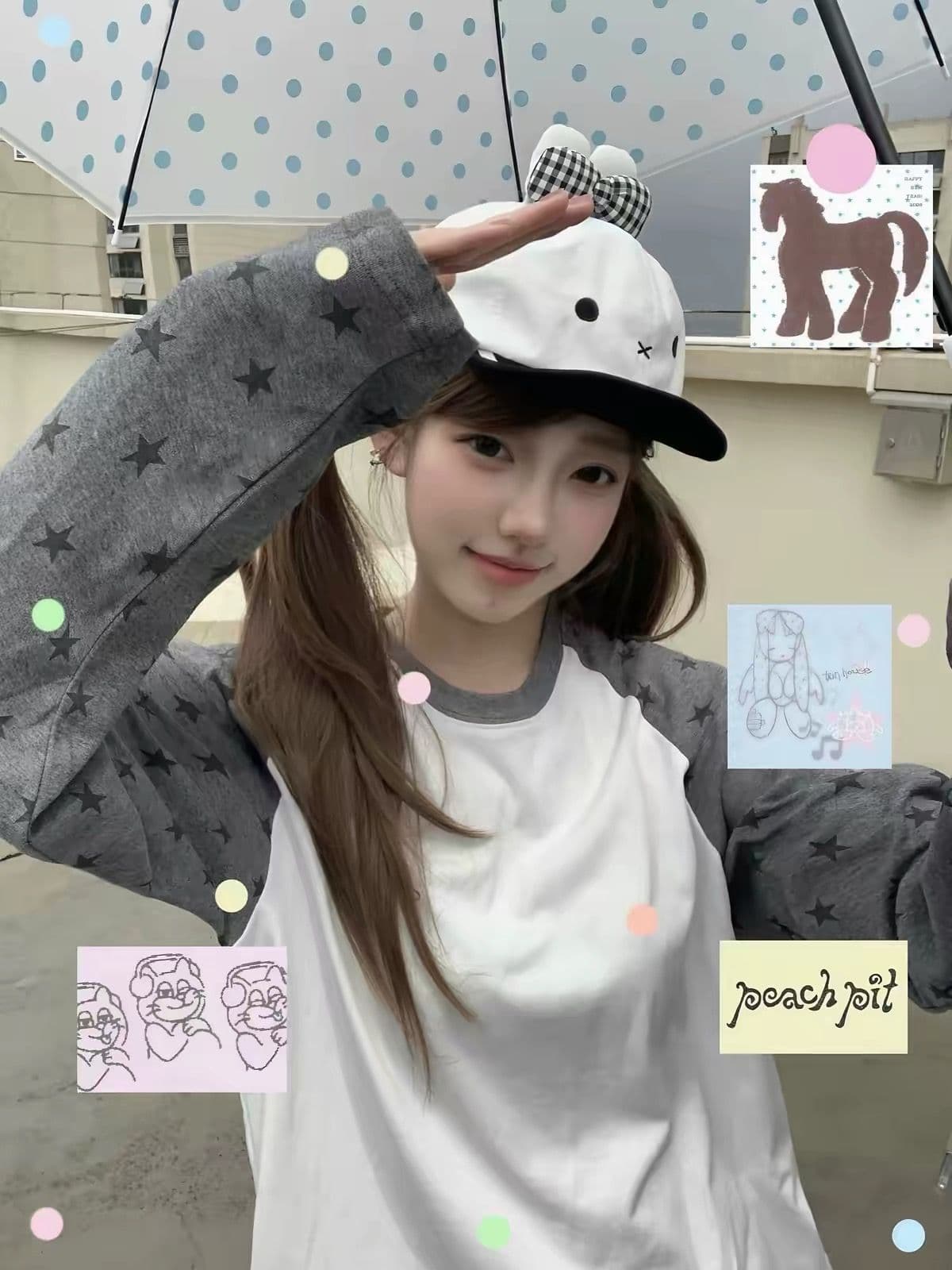 좋은 품질 원본 솜씨 19 지점 220 그램 순면 긴팔 티셔츠 여성 상세 이미지 4