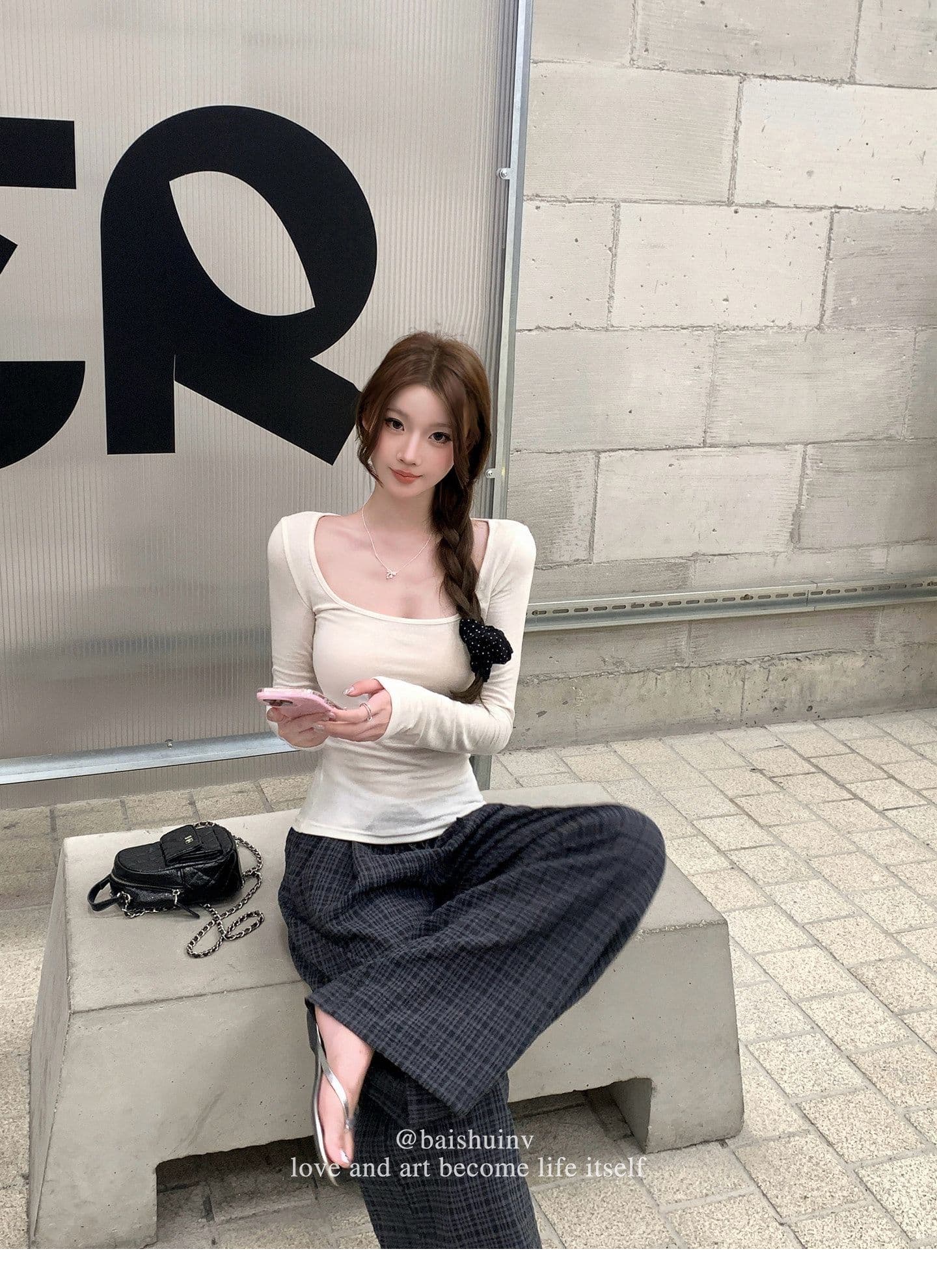 깊은 u 칼라 긴팔 티셔츠 여성 여름과 가을 얇은 스타일 한 부서 부드러운 허리 수축 핫걸 슬림해 보이는 다용도 작은 대중 스트라이프 맨위 상세 이미지 10