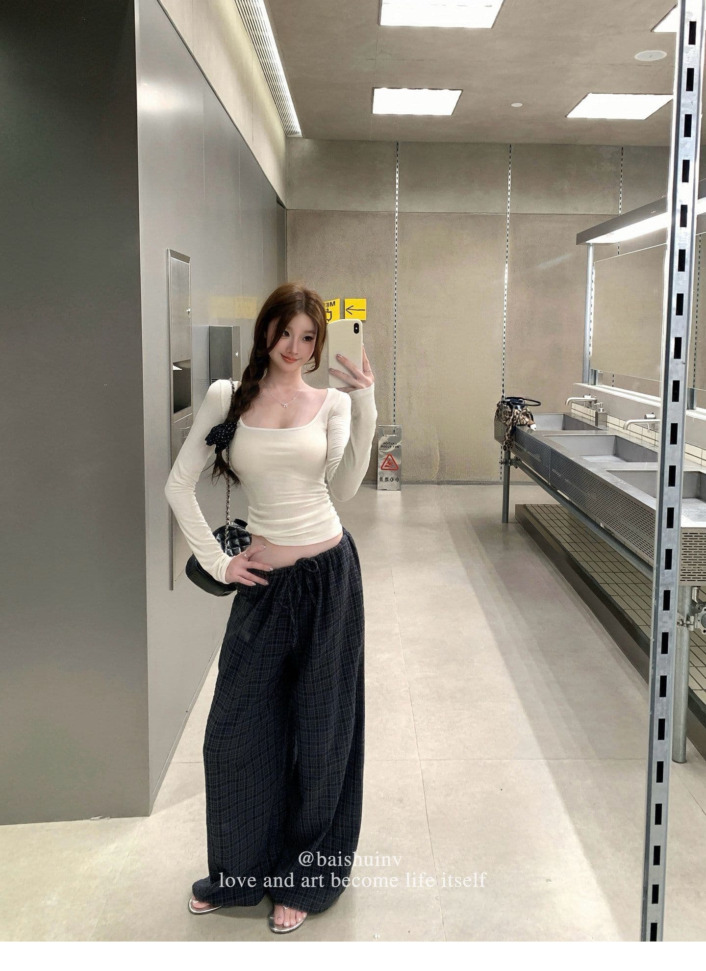 깊은 u 칼라 긴팔 티셔츠 여성 여름과 가을 얇은 스타일 한 부서 부드러운 허리 수축 핫걸 슬림해 보이는 다용도 작은 대중 스트라이프 맨위 상세 이미지 11