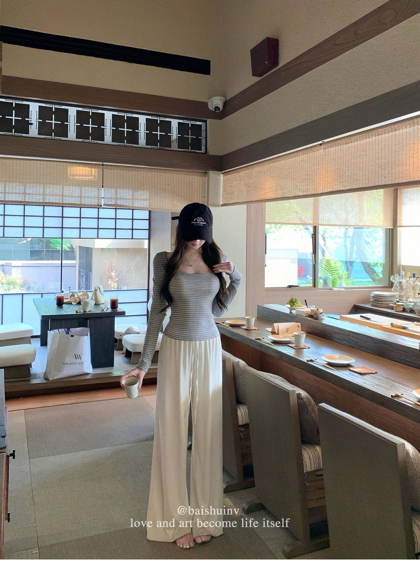 깊은 u 칼라 긴팔 티셔츠 여성 여름과 가을 얇은 스타일 한 부서 부드러운 허리 수축 핫걸 슬림해 보이는 다용도 작은 대중 스트라이프 맨위 상세 이미지 46