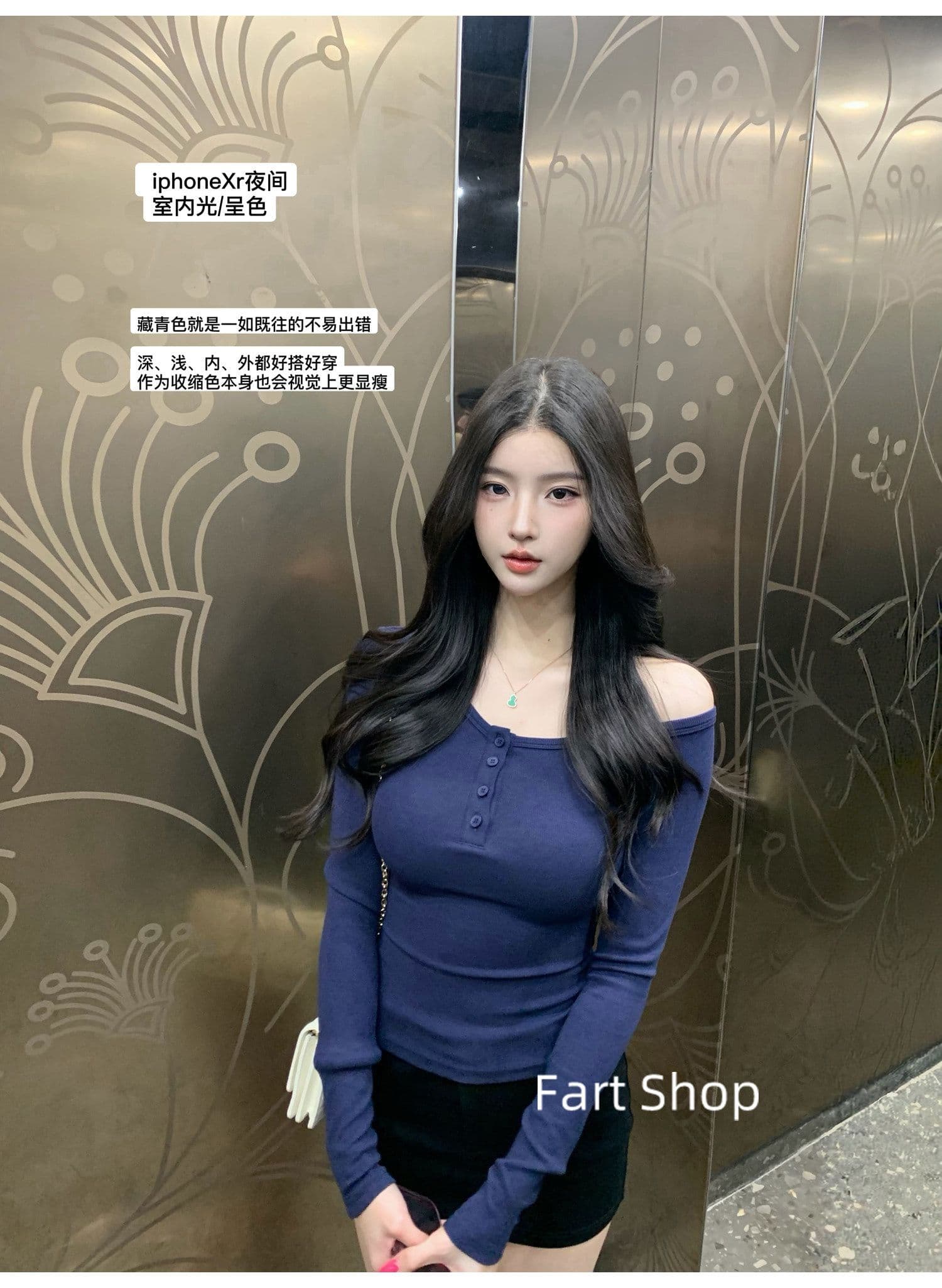 260 그램 사람들 면 디자인 센스 비스듬한 어깨 허리 수축 맨위 여성 여름 가을 품격 슬림해 보이는 기본 셔츠 핫걸 섹시함 티셔츠 상세 이미지 4