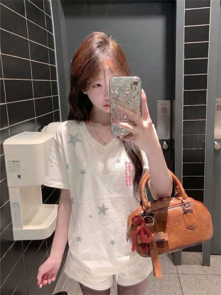 19 지점 순면 음식 털 이후 패키지 칼라 아메리칸 긍정적 인 어깨 화이트 칼라 반팔 셔츠 여성 여름 작은 대중 마이크로 루즈핏 슬림해 보이는 맨위 상세 이미지 6
