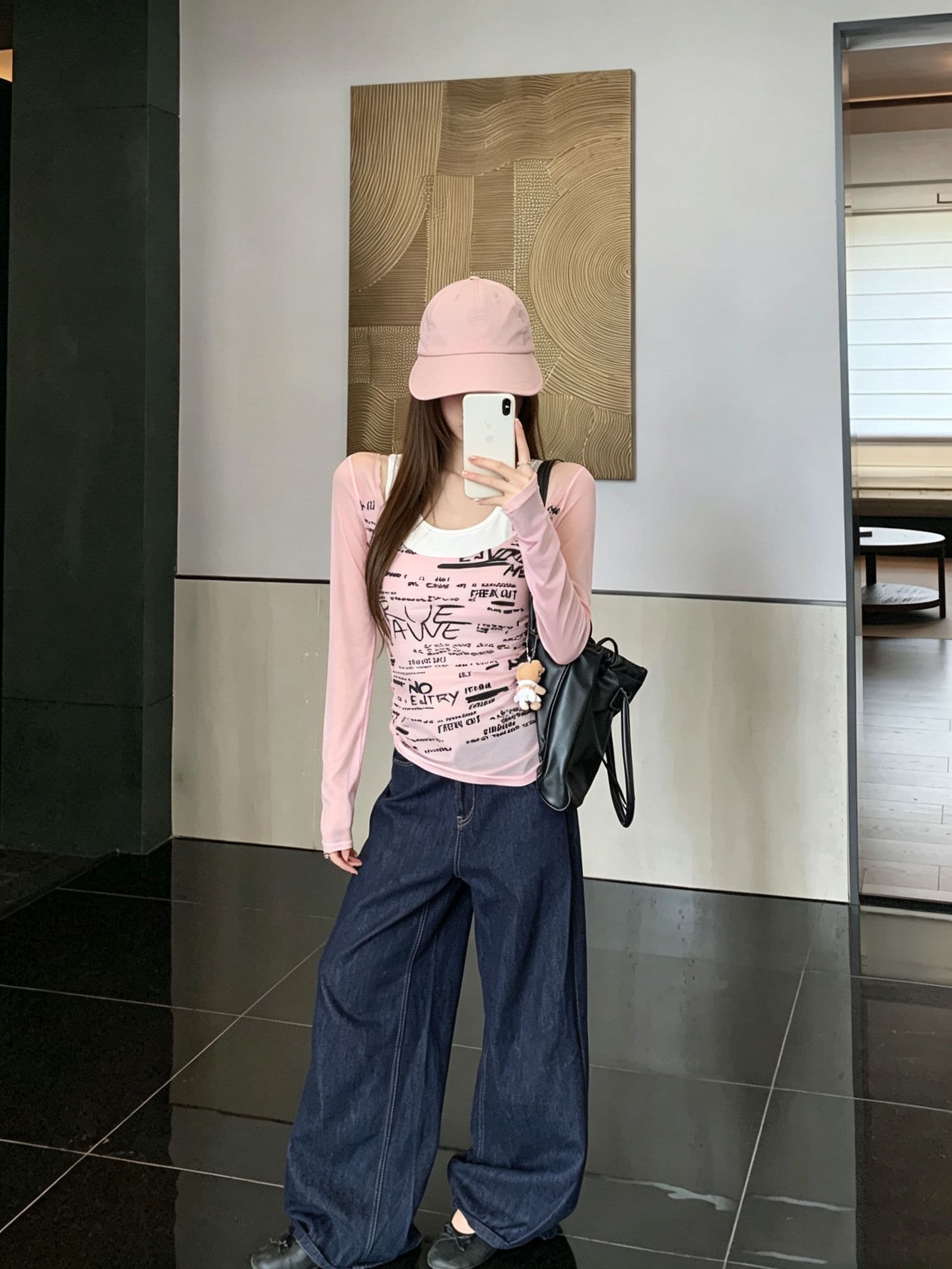 원본 원단 것 알파벳 프린트 긴팔 여성 가을 새로운 몸매 가꾸기 슬림해 보이는 벨트 가슴 패드 페이크 레이어드 맨위 상세 이미지 7