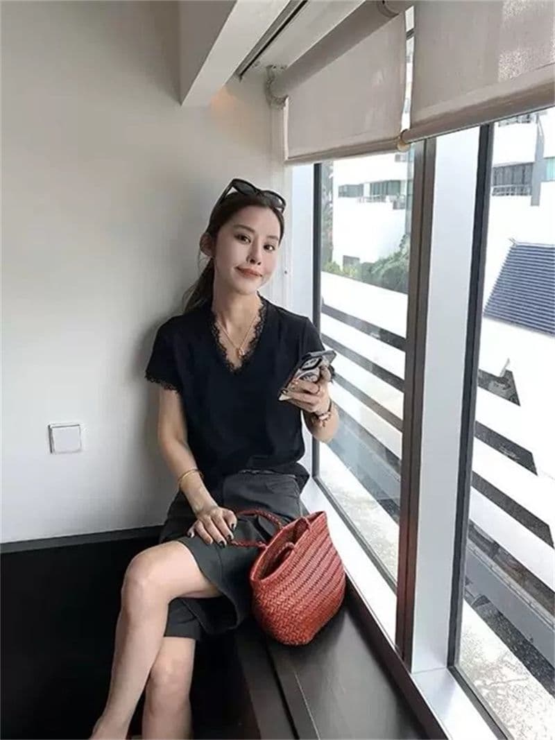 원본 품질 한 부서 레이스 조각 긍정적 인 어깨 반팔 티셔츠 여성 여름 새로운 핫걸 슬림해 보이는 맨위 상세 이미지 27