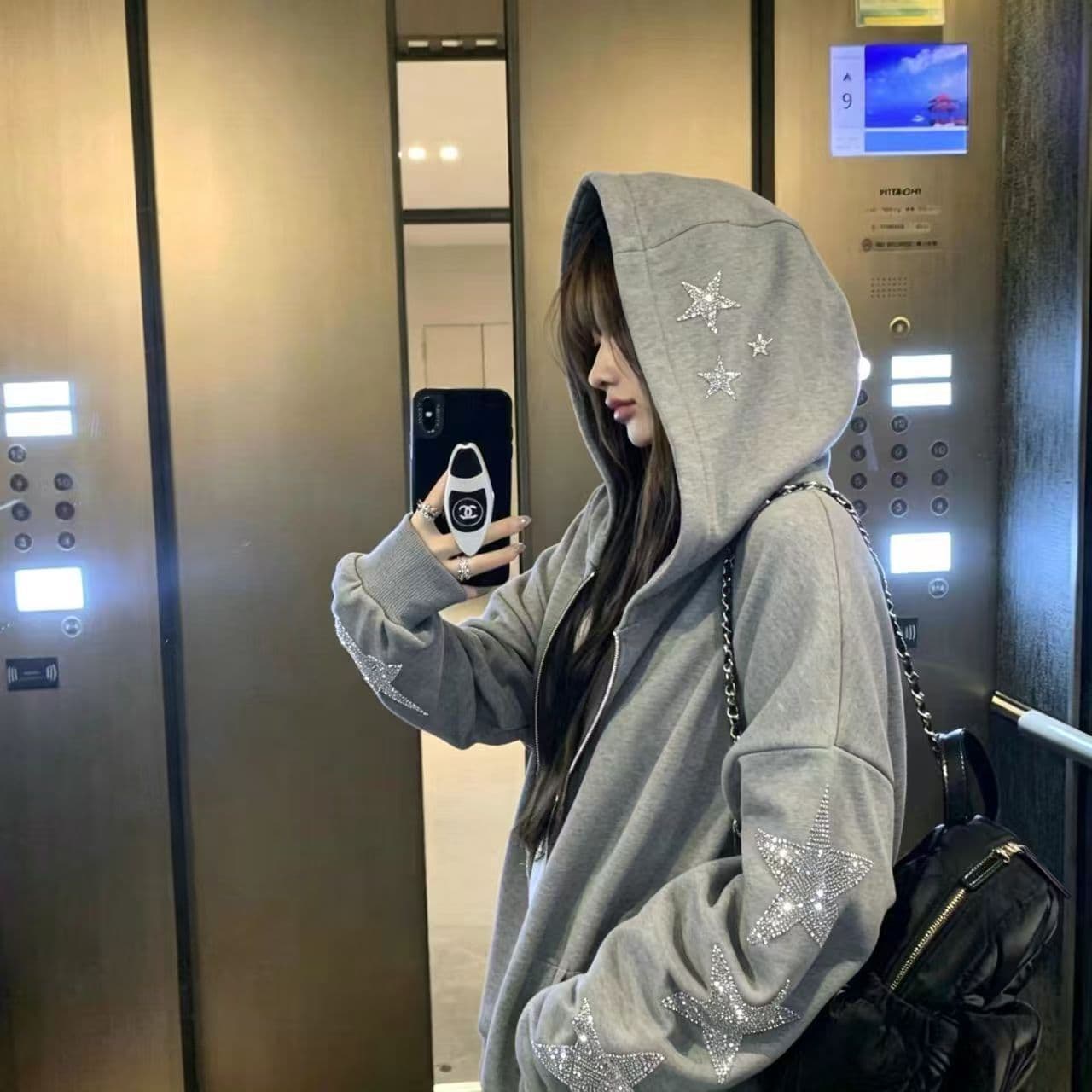 원본 핫픽스 후아 면 복합 우유 실크 티타늄 합금 지퍼 면 Luokou 350 그램 이후 패키지 칼라