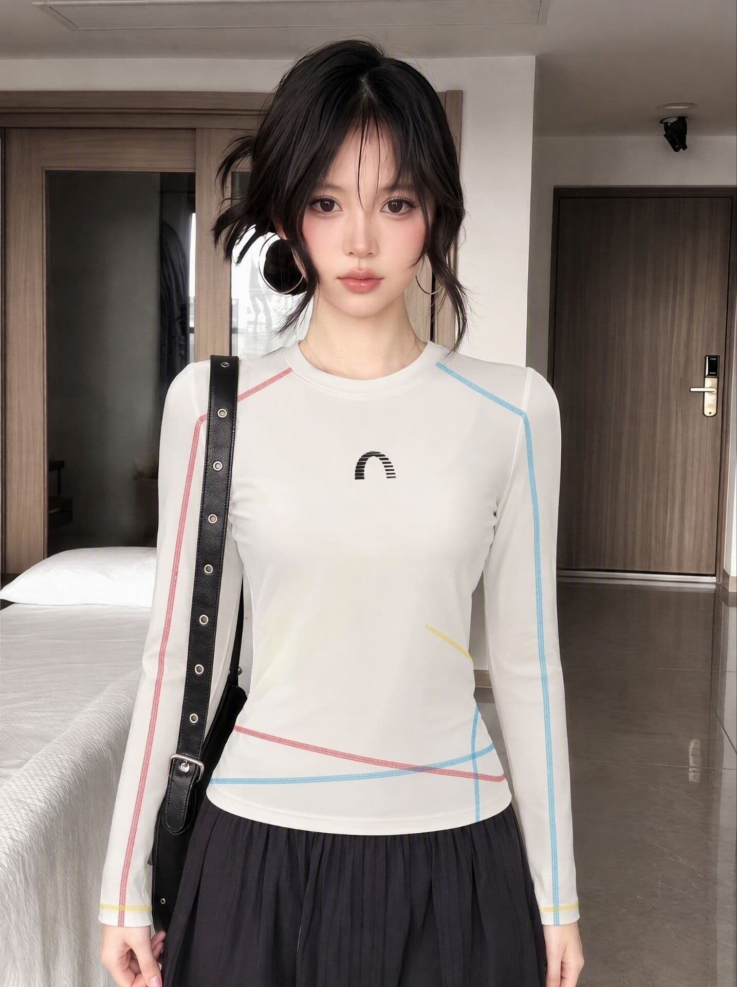 40 순면 원본 명중 인터넷 솜씨 전후 프린트 작은 대중 고급 긴팔 티셔츠 맨위