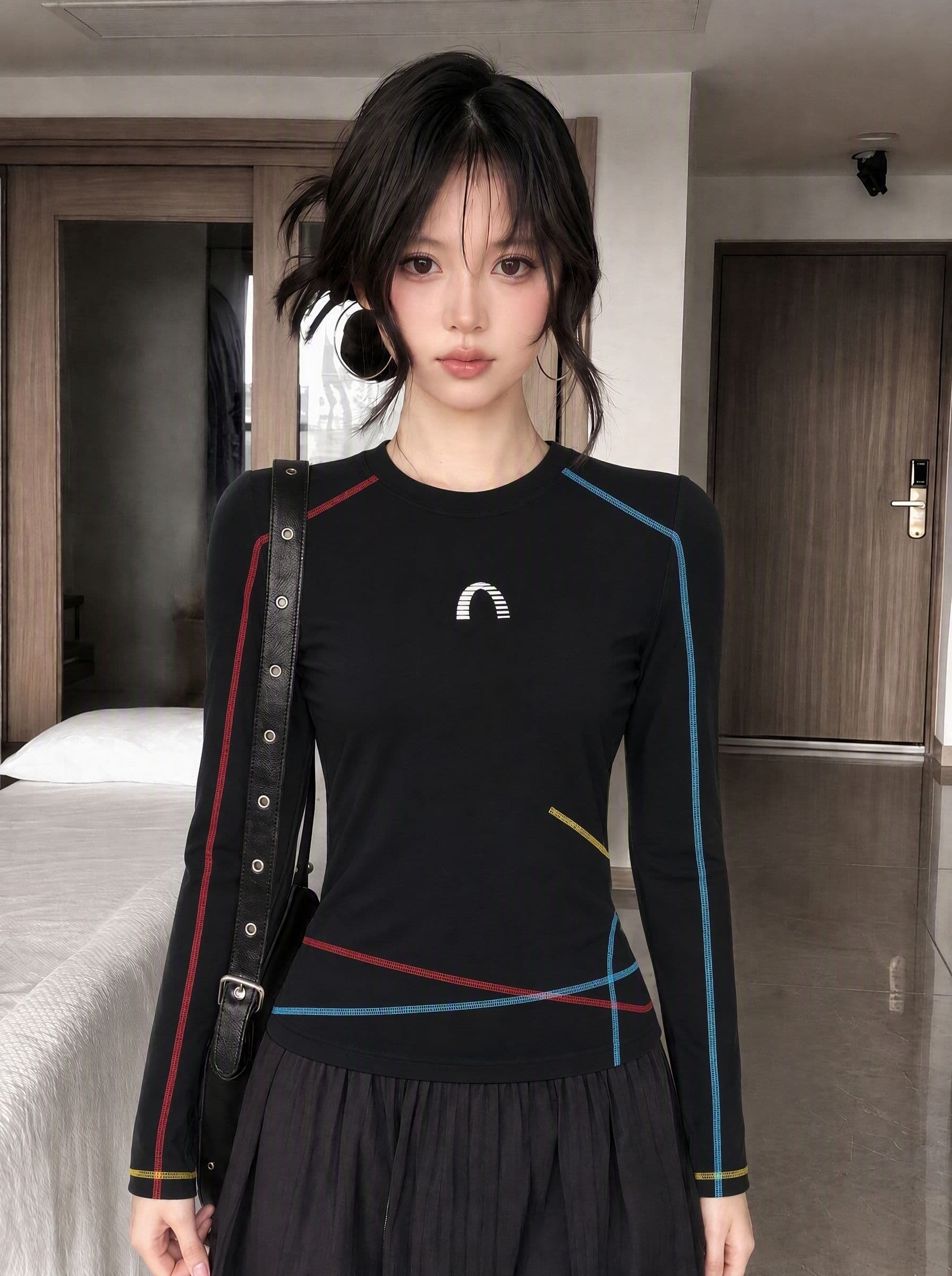 40 순면 원본 명중 인터넷 솜씨 전후 프린트 작은 대중 고급 긴팔 티셔츠 맨위 이미지 4