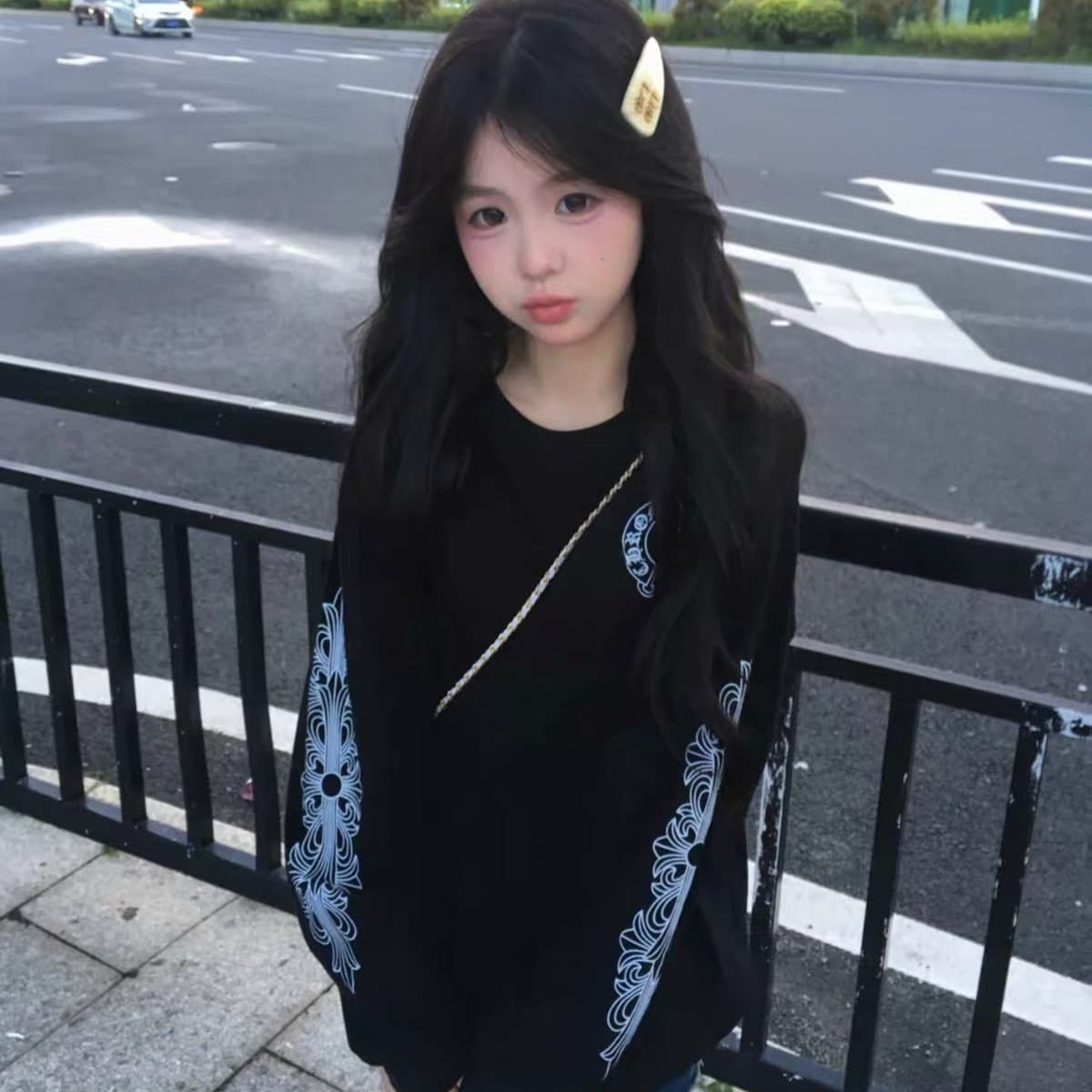 순면 220 그램 긴팔 티셔츠 여성 이미지 5